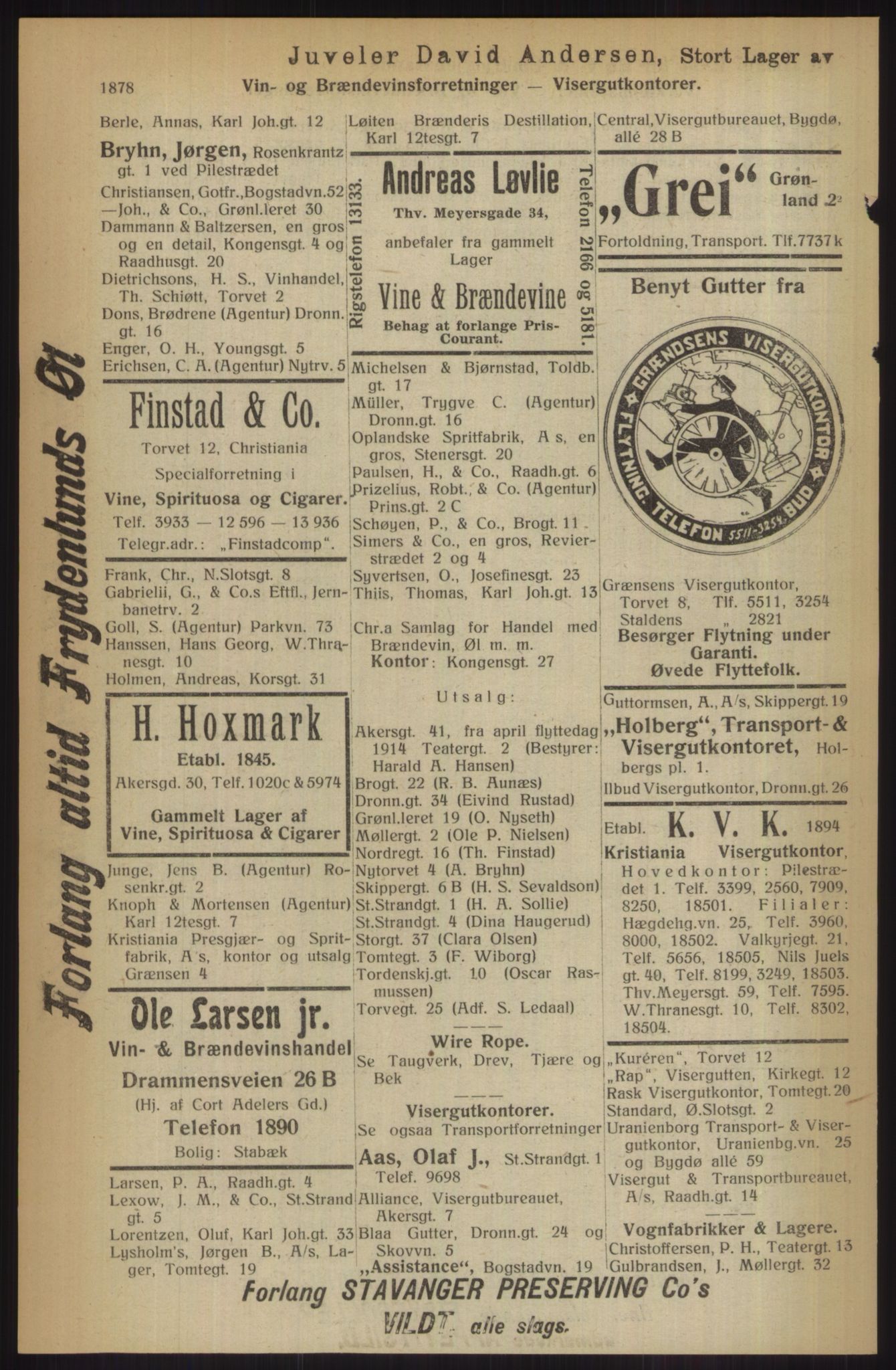 Kristiania/Oslo adressebok, PUBL/-, 1914, p. 1878