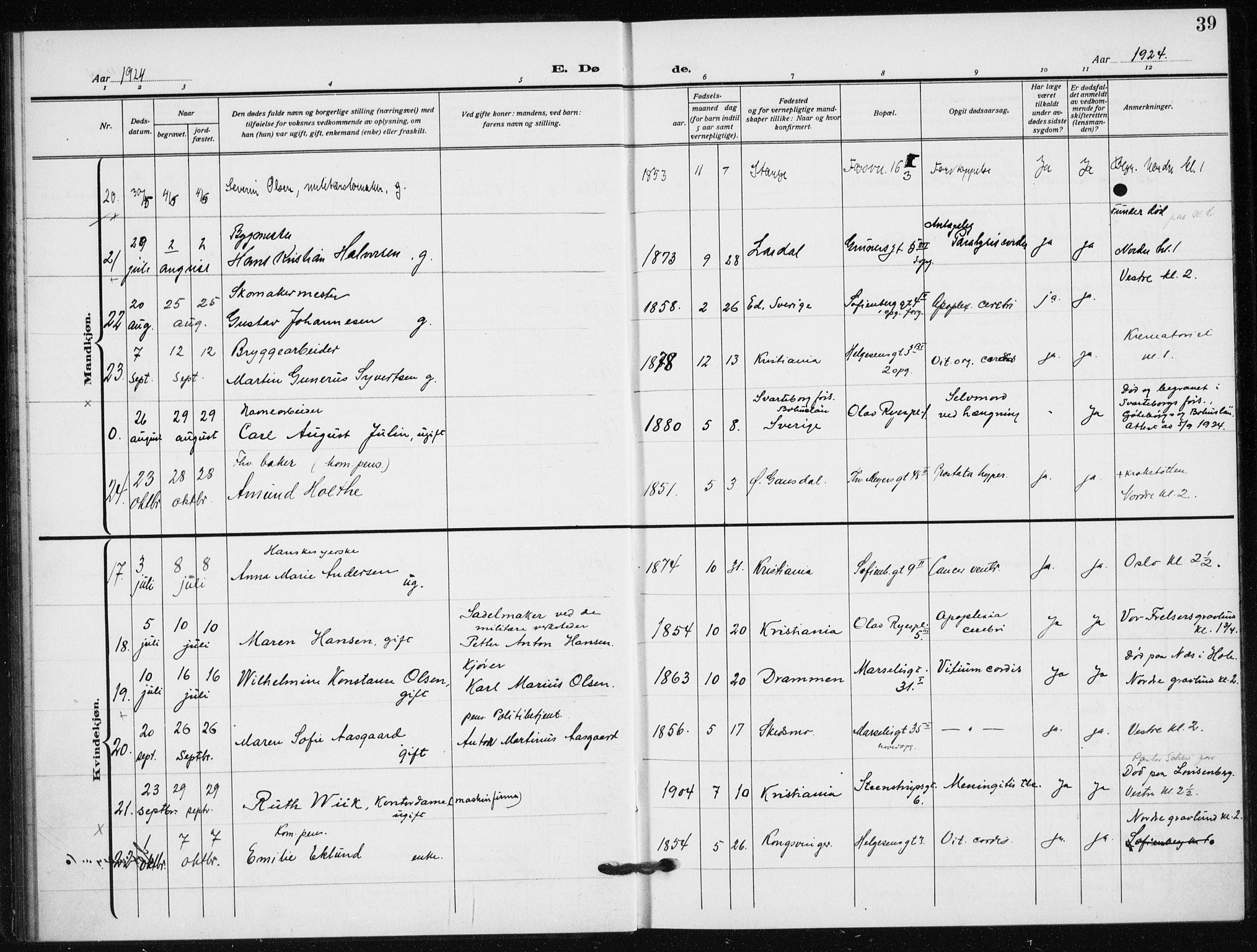 Hauge prestekontor Kirkebøker, AV/SAO-A-10849/F/Fa/L0005: Parish register (official) no. 5, 1917-1938, p. 39