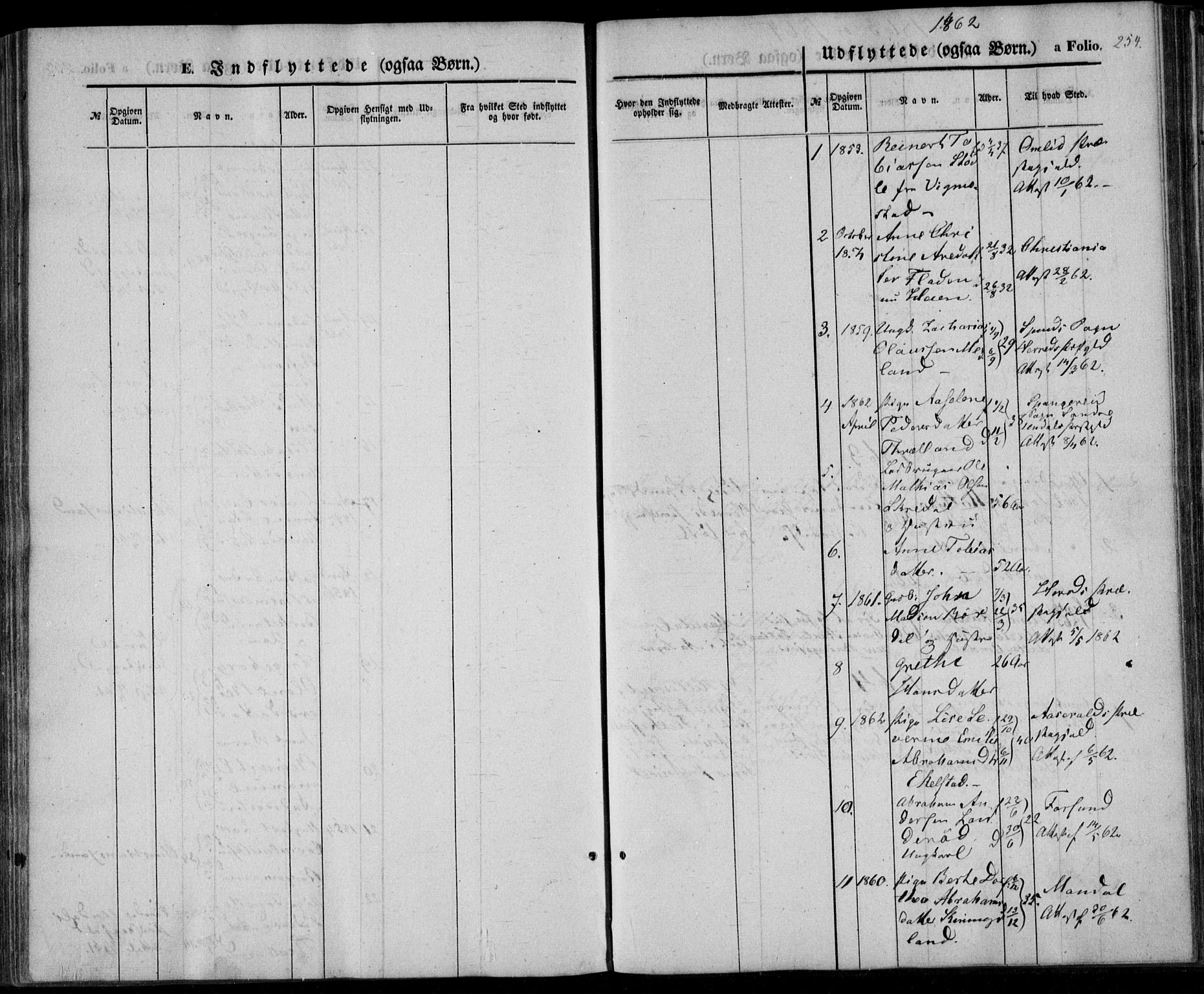 Lyngdal sokneprestkontor, AV/SAK-1111-0029/F/Fa/Fac/L0009: Parish register (official) no. A 9, 1852-1864, p. 254