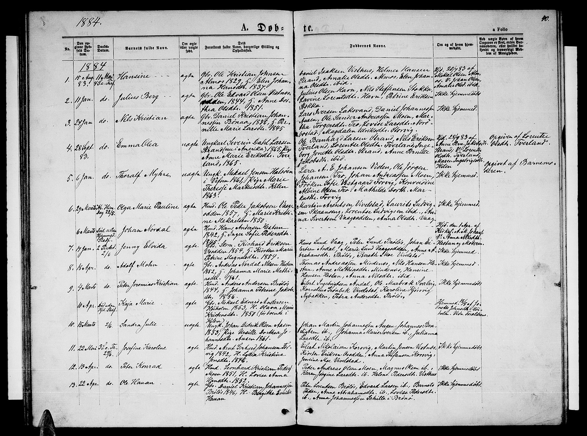 Ministerialprotokoller, klokkerbøker og fødselsregistre - Nordland, SAT/A-1459/819/L0276: Parish register (copy) no. 819C02, 1869-1887, p. 40