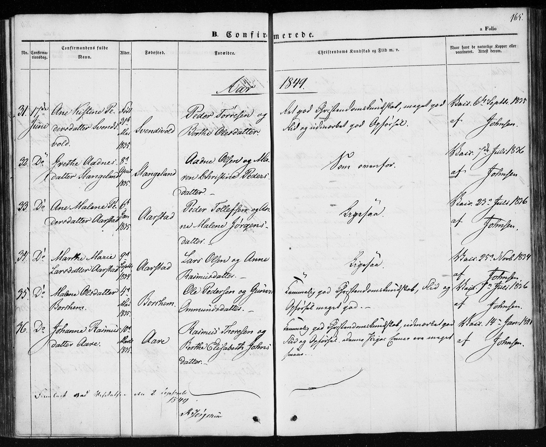 Klepp sokneprestkontor, SAST/A-101803/001/3/30BA/L0004: Parish register (official) no. A 4, 1842-1852, p. 165
