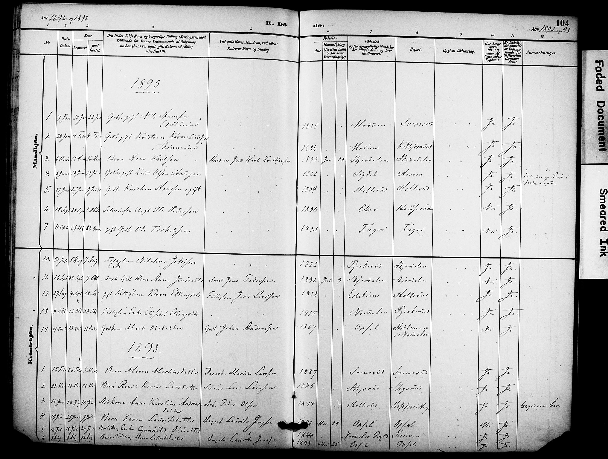 Hole kirkebøker, AV/SAKO-A-228/F/Fb/L0002: Parish register (official) no. II 2, 1892-1906, p. 104