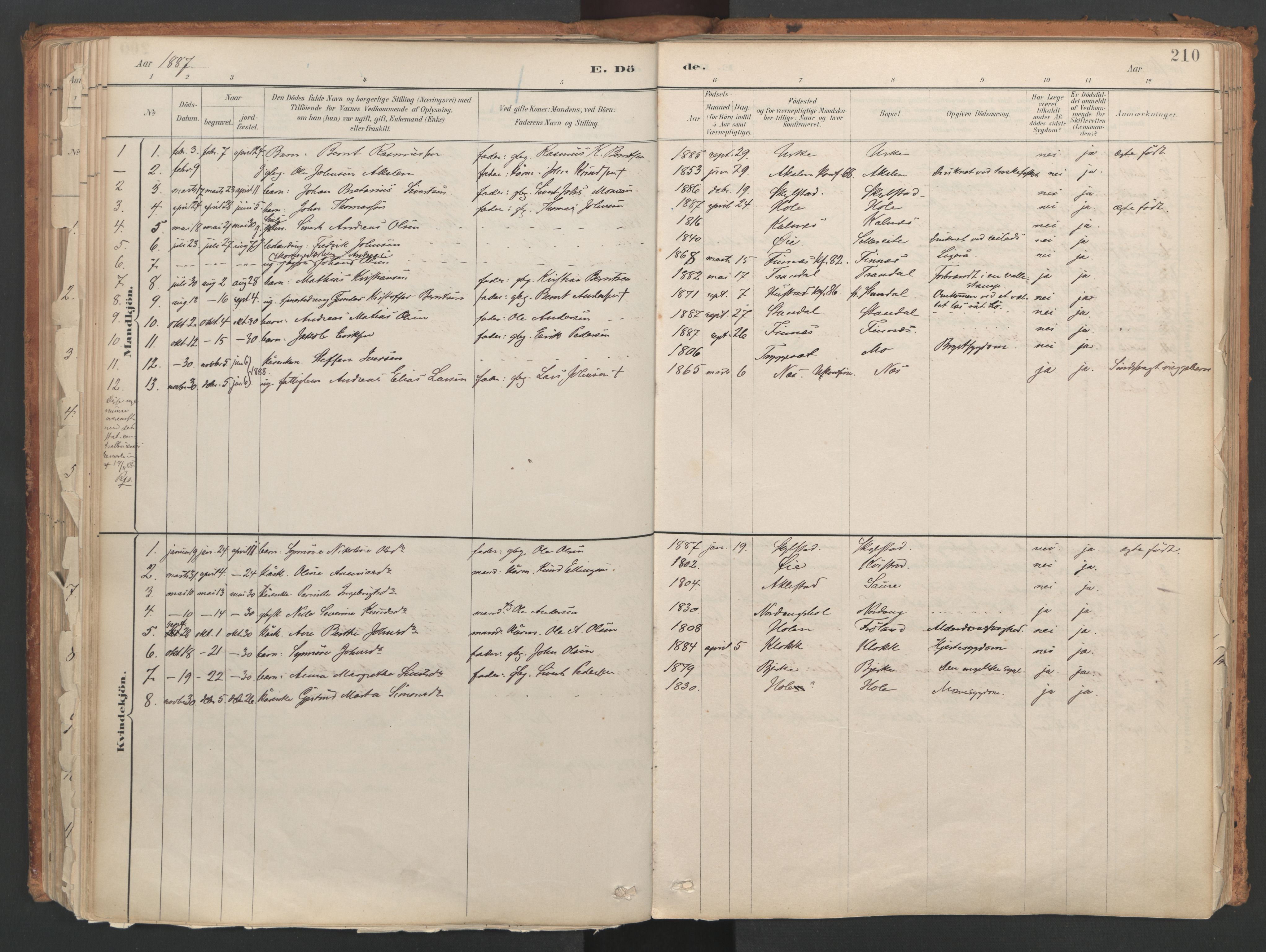Ministerialprotokoller, klokkerbøker og fødselsregistre - Møre og Romsdal, SAT/A-1454/515/L0211: Parish register (official) no. 515A07, 1886-1910, p. 210