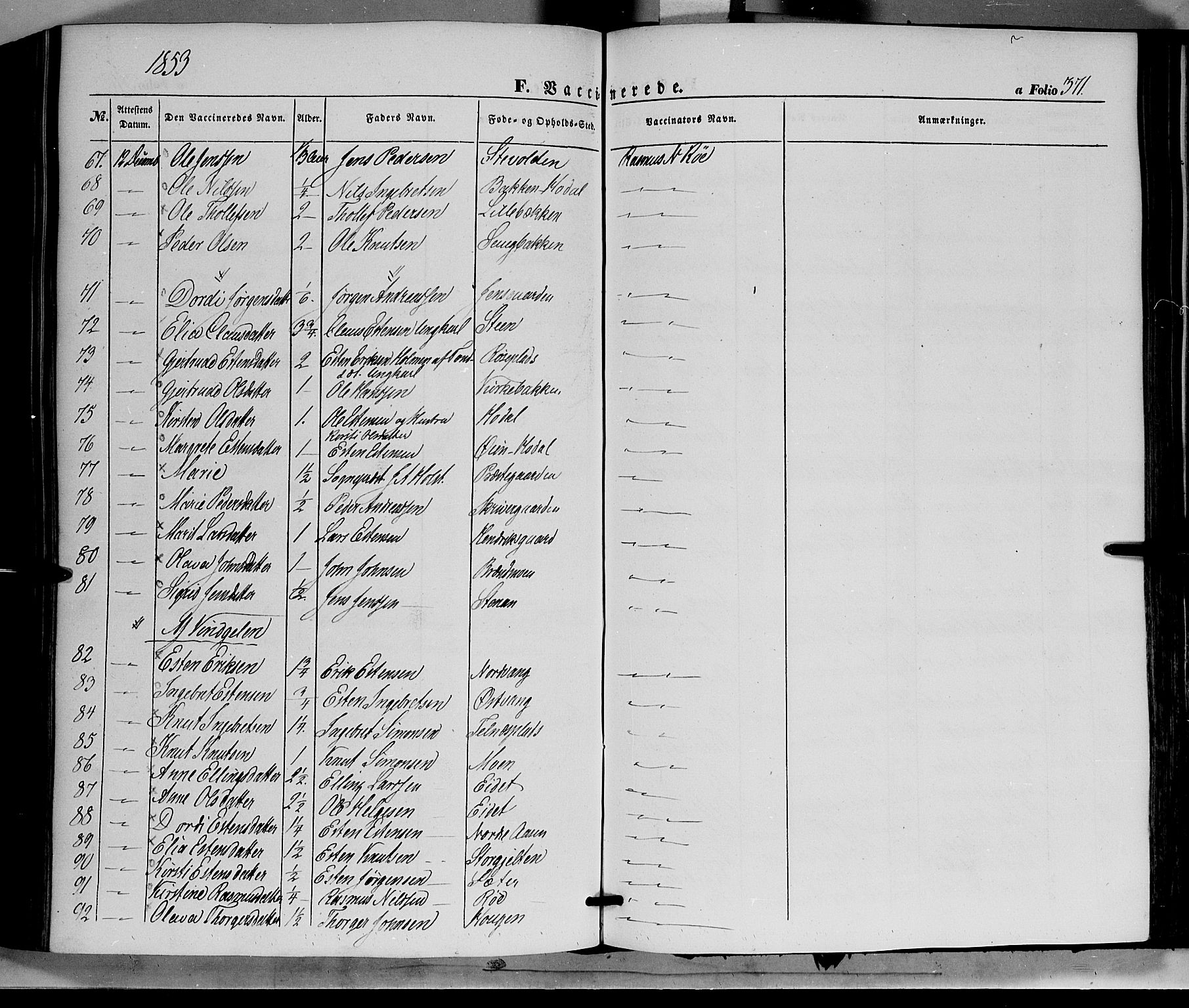 Tolga prestekontor, AV/SAH-PREST-062/K/L0006: Parish register (official) no. 6, 1852-1876, p. 371