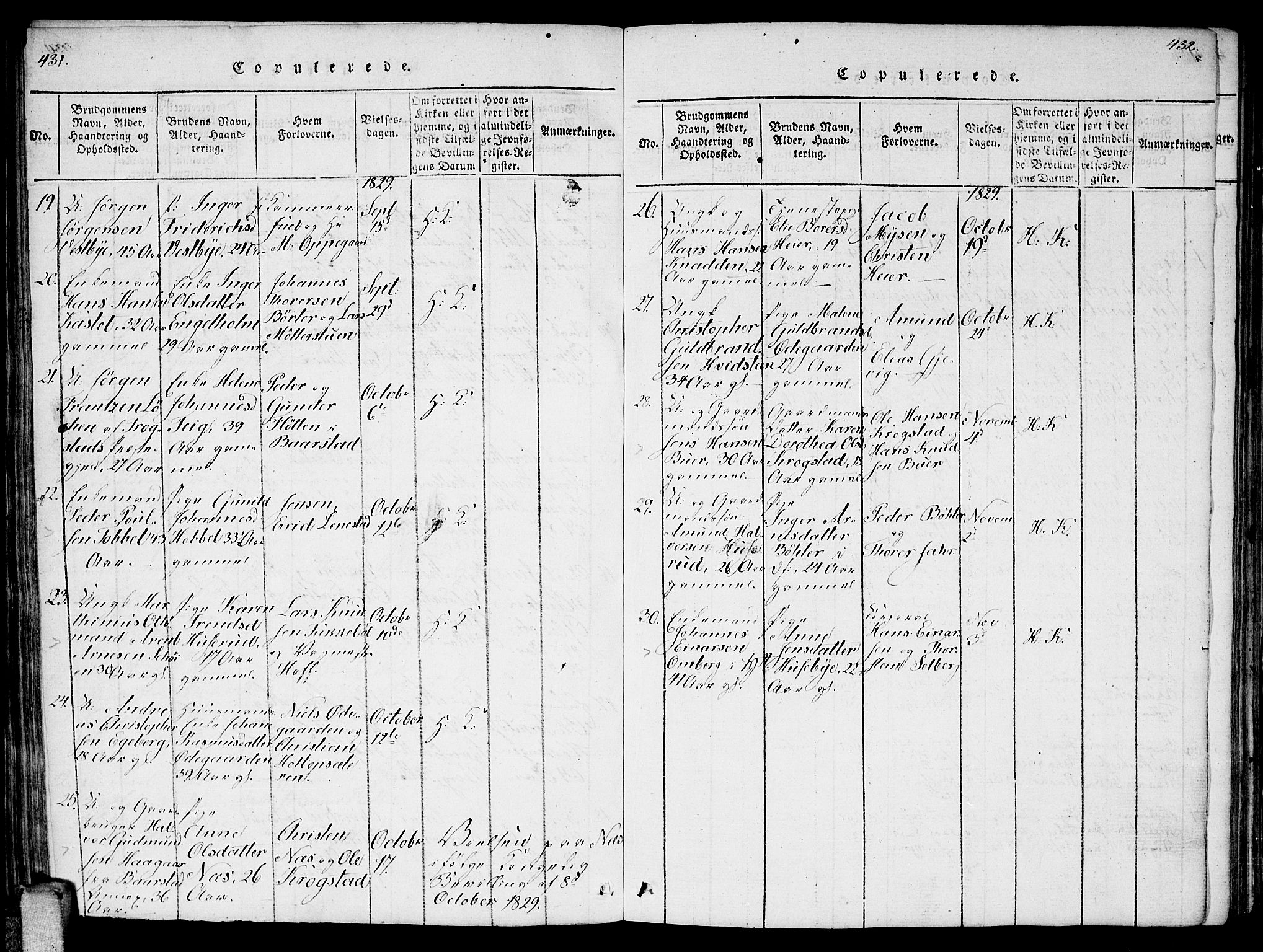 Enebakk prestekontor Kirkebøker, AV/SAO-A-10171c/F/Fa/L0006: Parish register (official) no. I 6, 1815-1832, p. 431-432