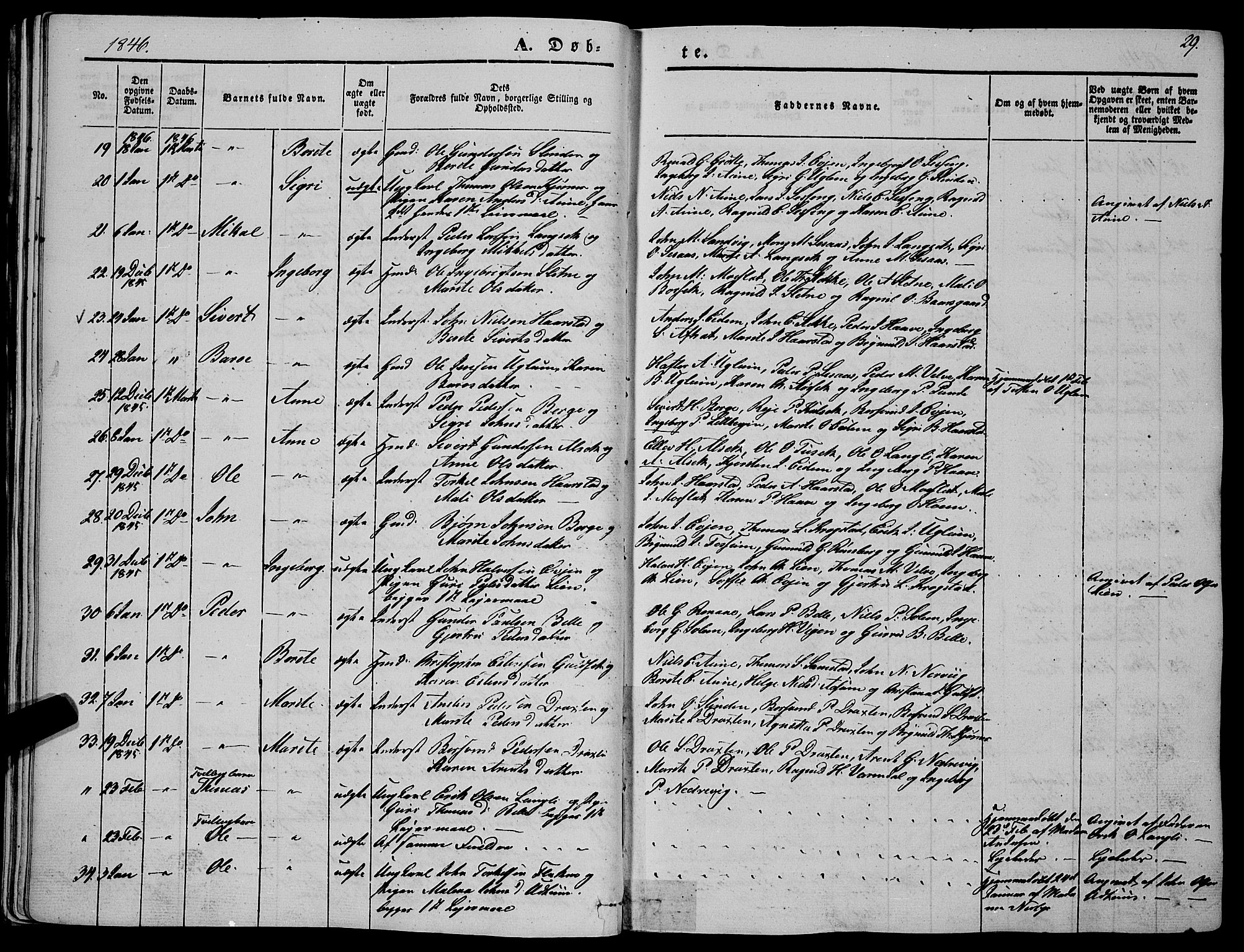 Ministerialprotokoller, klokkerbøker og fødselsregistre - Sør-Trøndelag, SAT/A-1456/695/L1145: Parish register (official) no. 695A06 /1, 1843-1859, p. 29