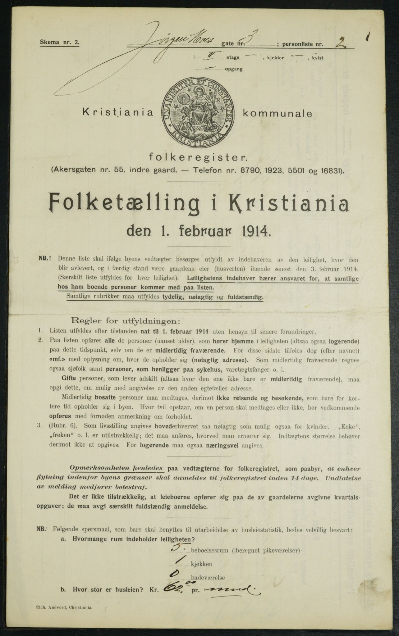 OBA, Municipal Census 1914 for Kristiania, 1914, p. 47716