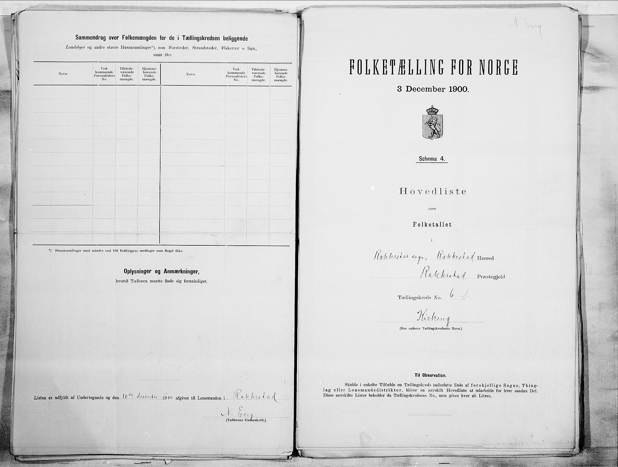 SAO, 1900 census for Rakkestad, 1900, p. 20