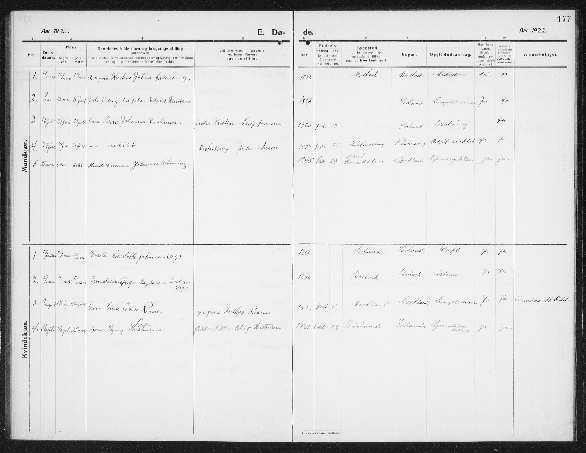 Ministerialprotokoller, klokkerbøker og fødselsregistre - Nordland, AV/SAT-A-1459/807/L0124: Parish register (copy) no. 807C02, 1910-1935, p. 177