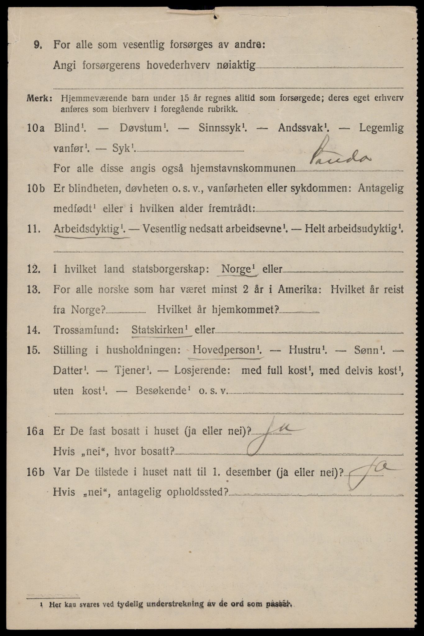 SAST, 1920 census for Sauda, 1920, p. 3717