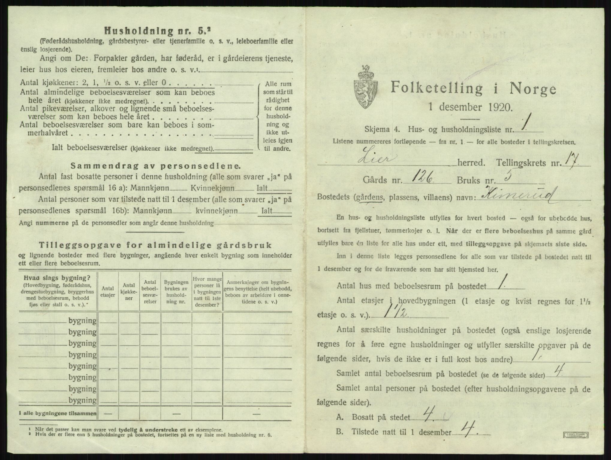 SAKO, 1920 census for Lier, 1920, p. 2899