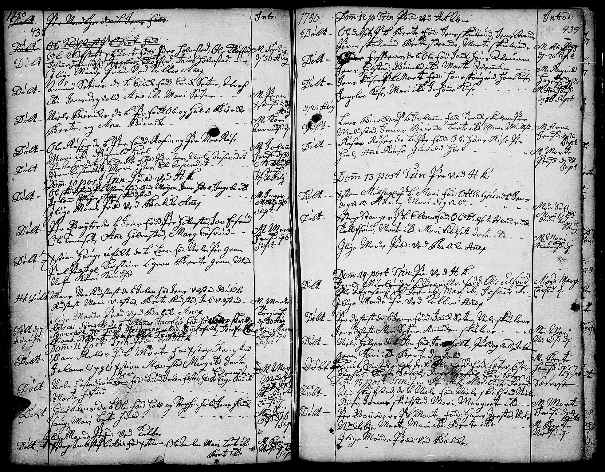 Toten prestekontor, AV/SAH-PREST-102/H/Ha/Haa/L0003: Parish register (official) no. 3, 1734-1751, p. 438-439