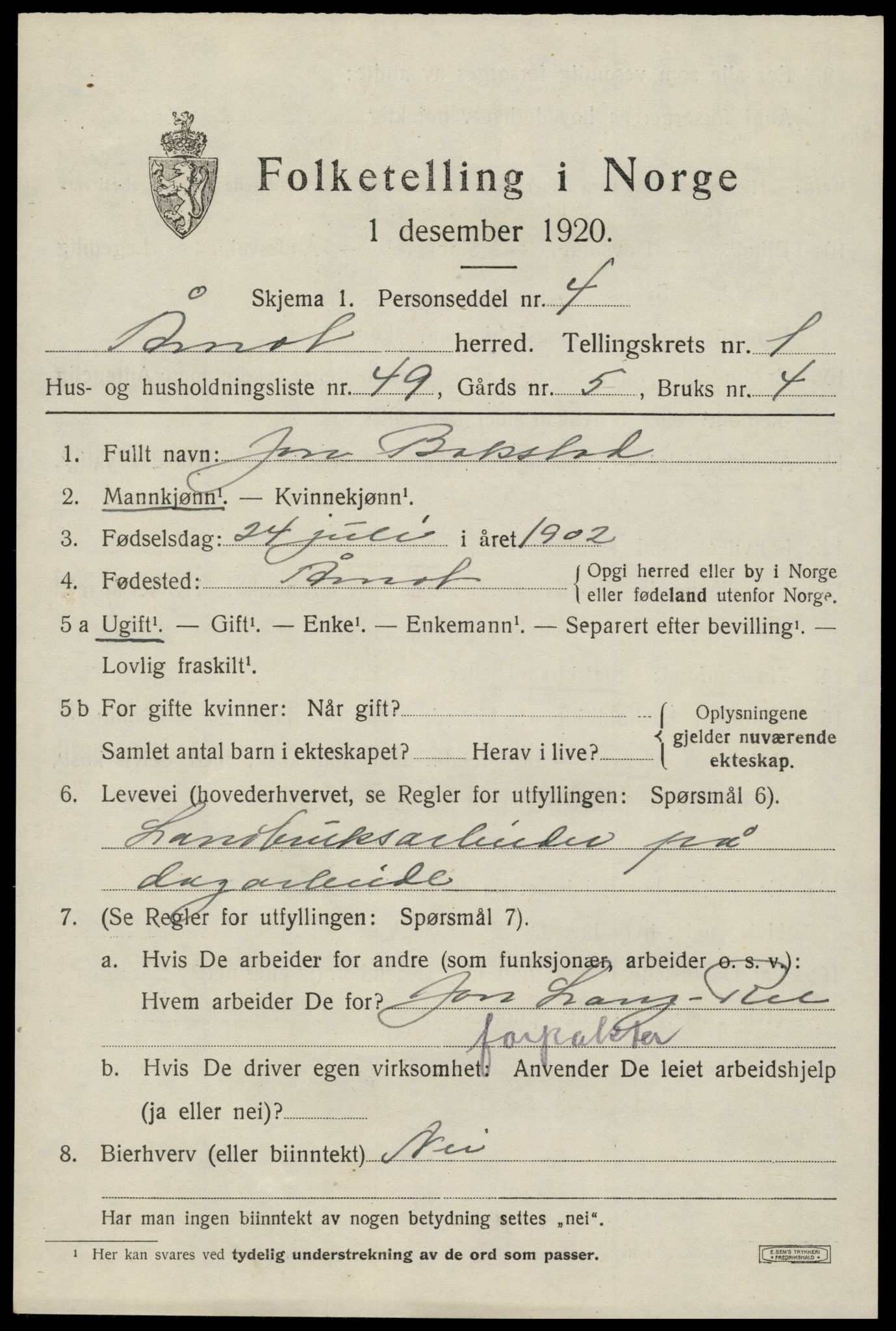 SAH, 1920 census for Åmot, 1920, p. 2049