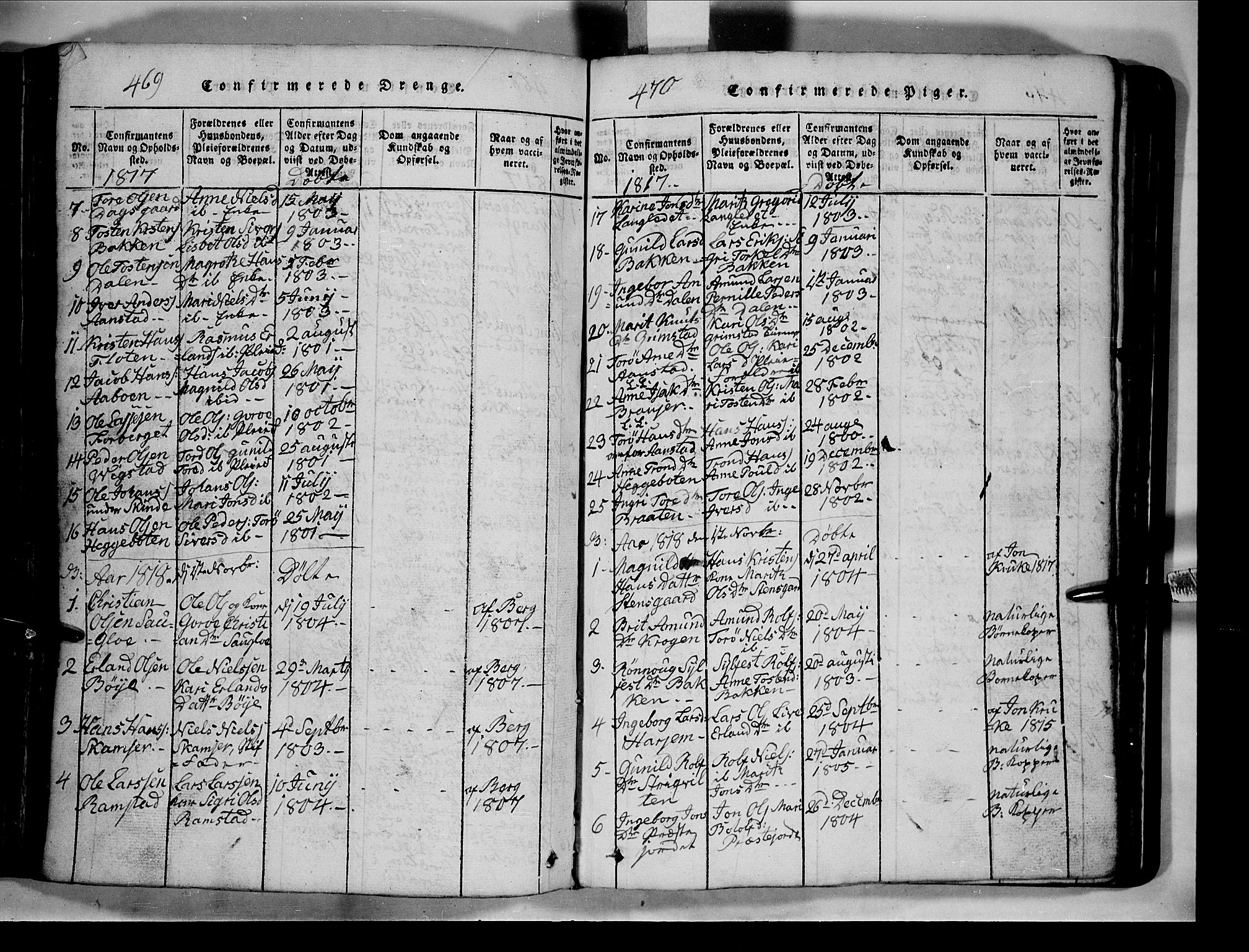Lom prestekontor, SAH/PREST-070/L/L0003: Parish register (copy) no. 3, 1815-1844, p. 469-470