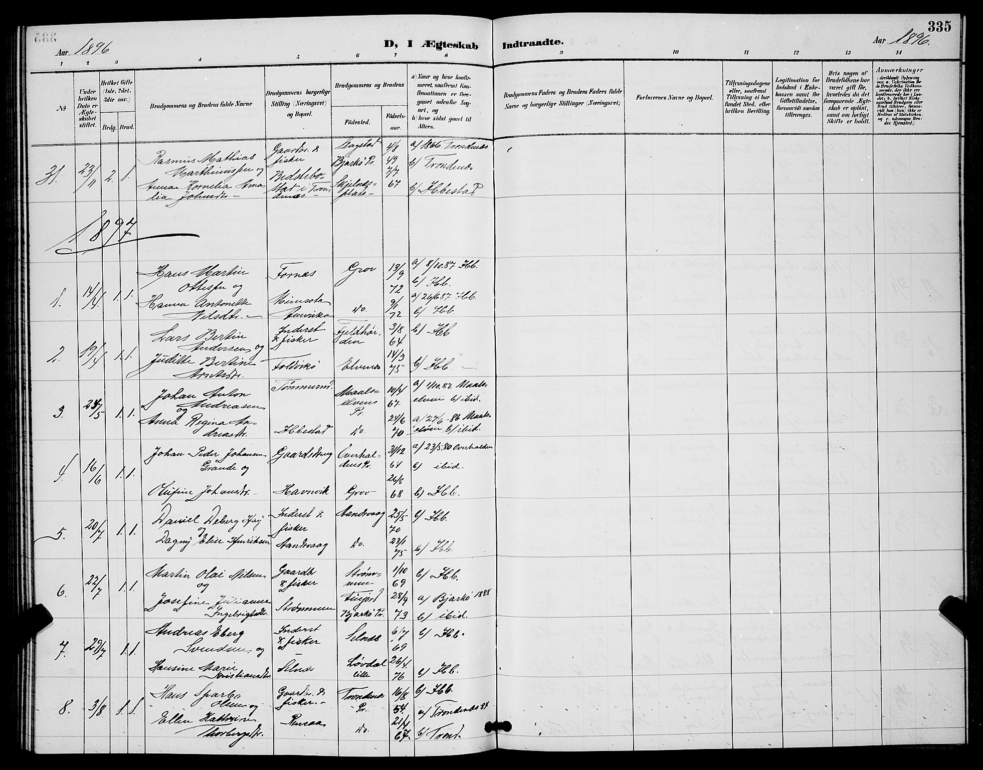 Ibestad sokneprestembete, SATØ/S-0077/H/Ha/Hab/L0008klokker: Parish register (copy) no. 8, 1890-1903, p. 335