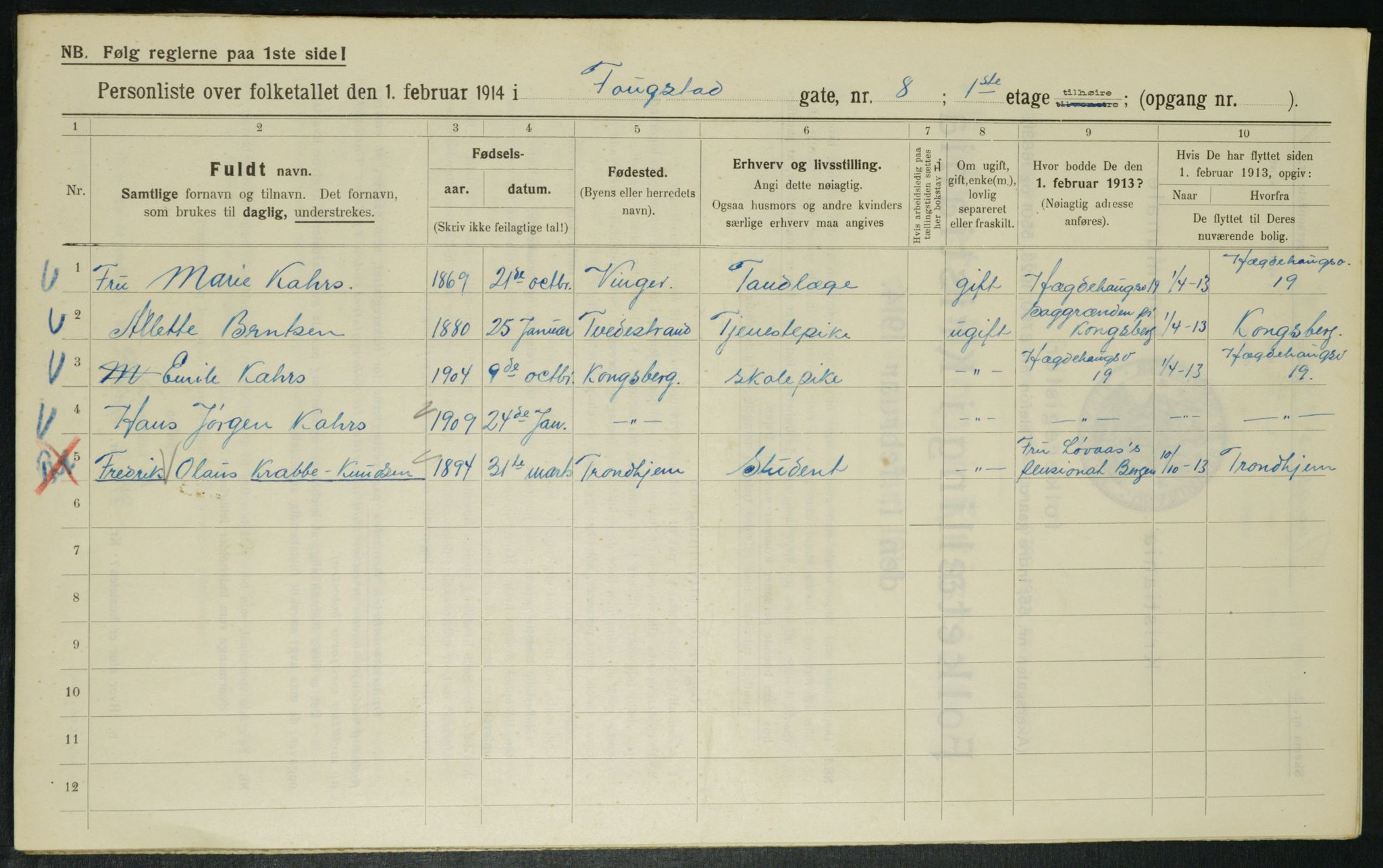 OBA, Municipal Census 1914 for Kristiania, 1914, p. 25460