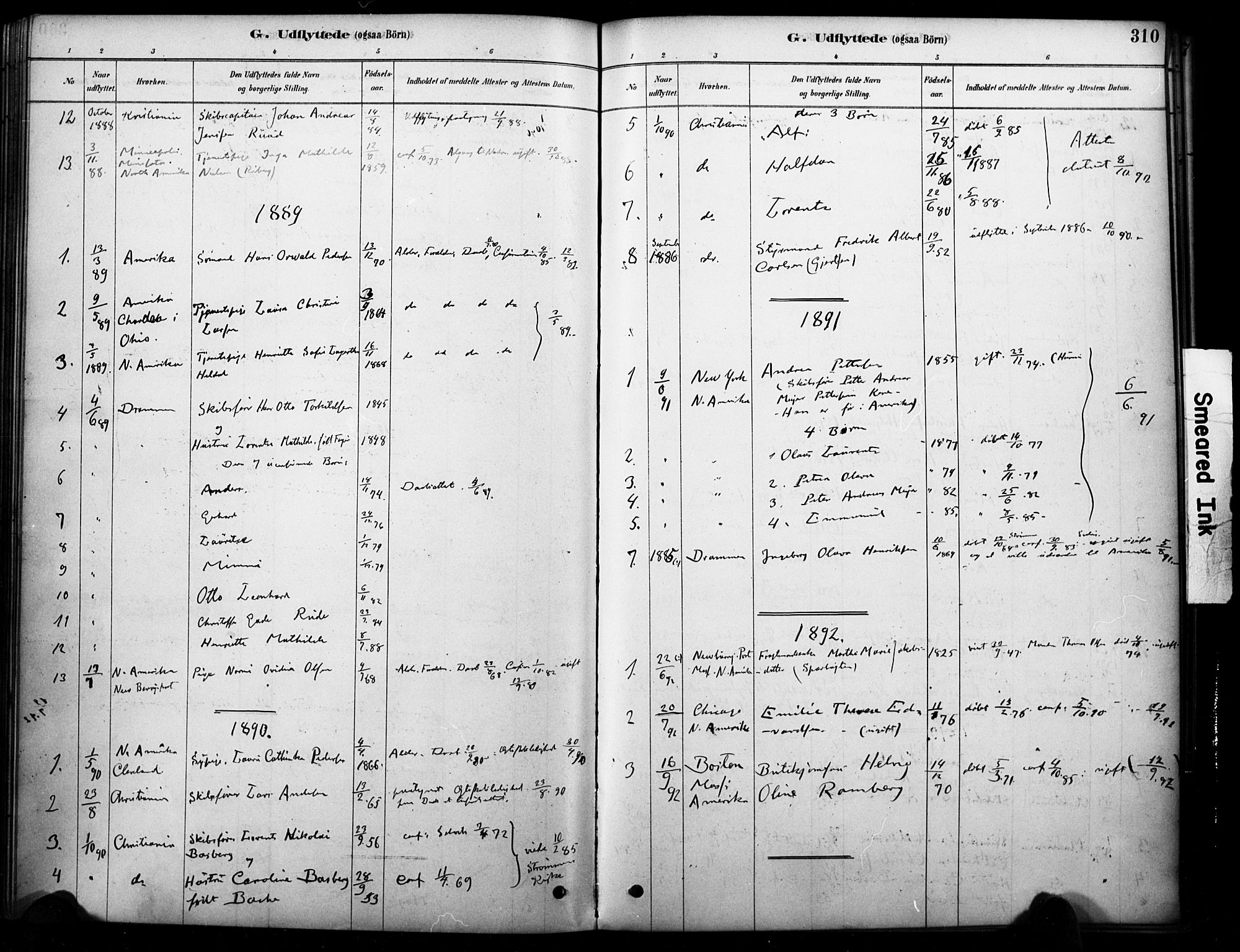 Strømm kirkebøker, AV/SAKO-A-322/F/Fb/L0001: Parish register (official) no. II 1, 1878-1899, p. 310