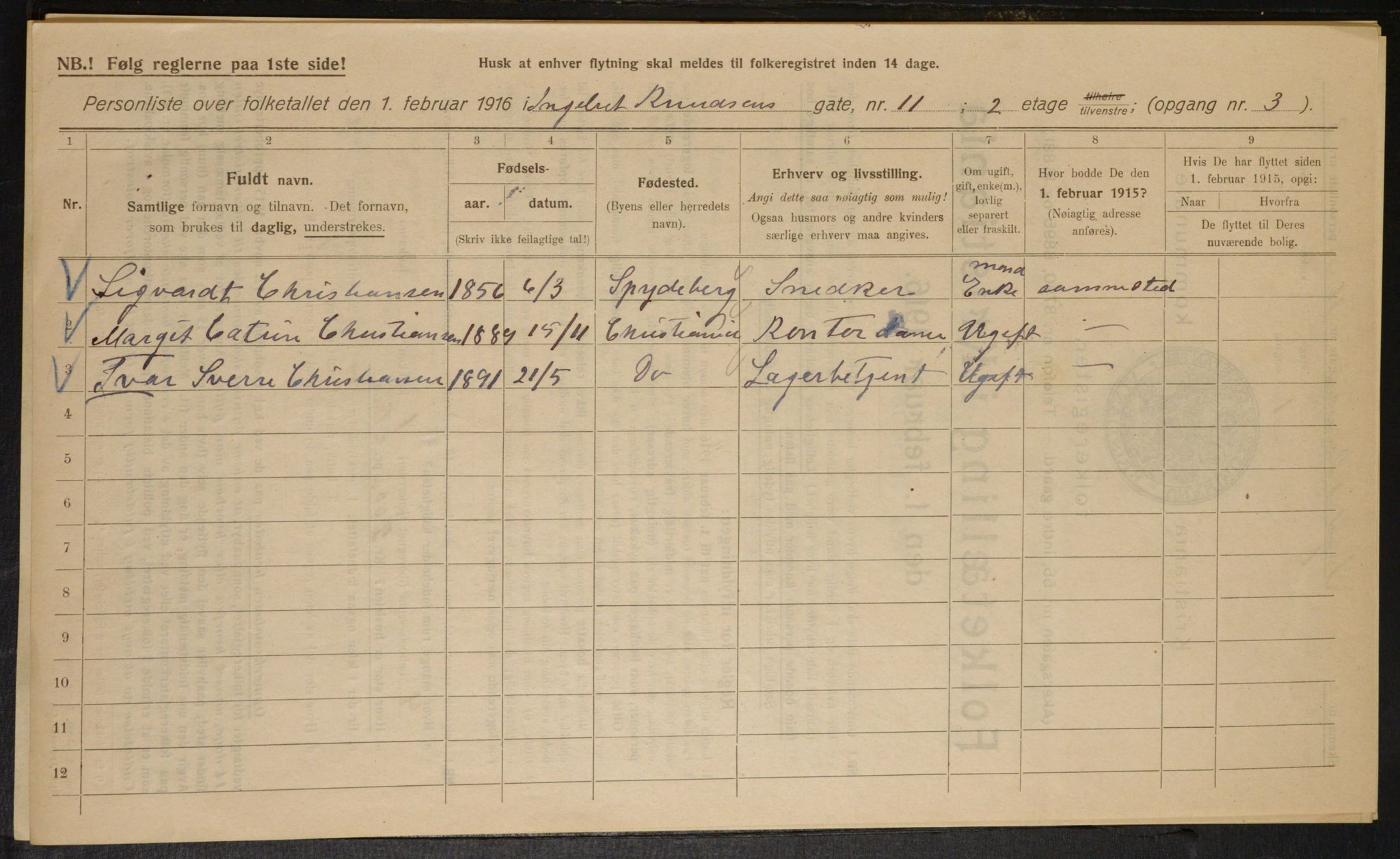 OBA, Municipal Census 1916 for Kristiania, 1916, p. 44838