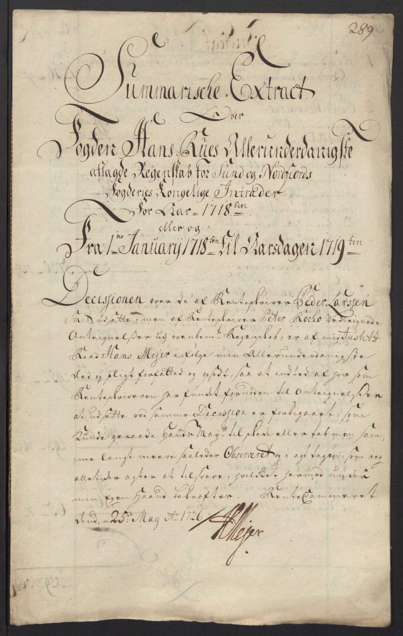 Rentekammeret inntil 1814, Reviderte regnskaper, Fogderegnskap, RA/EA-4092/R53/L3441: Fogderegnskap Sunn- og Nordfjord, 1717-1718, p. 287