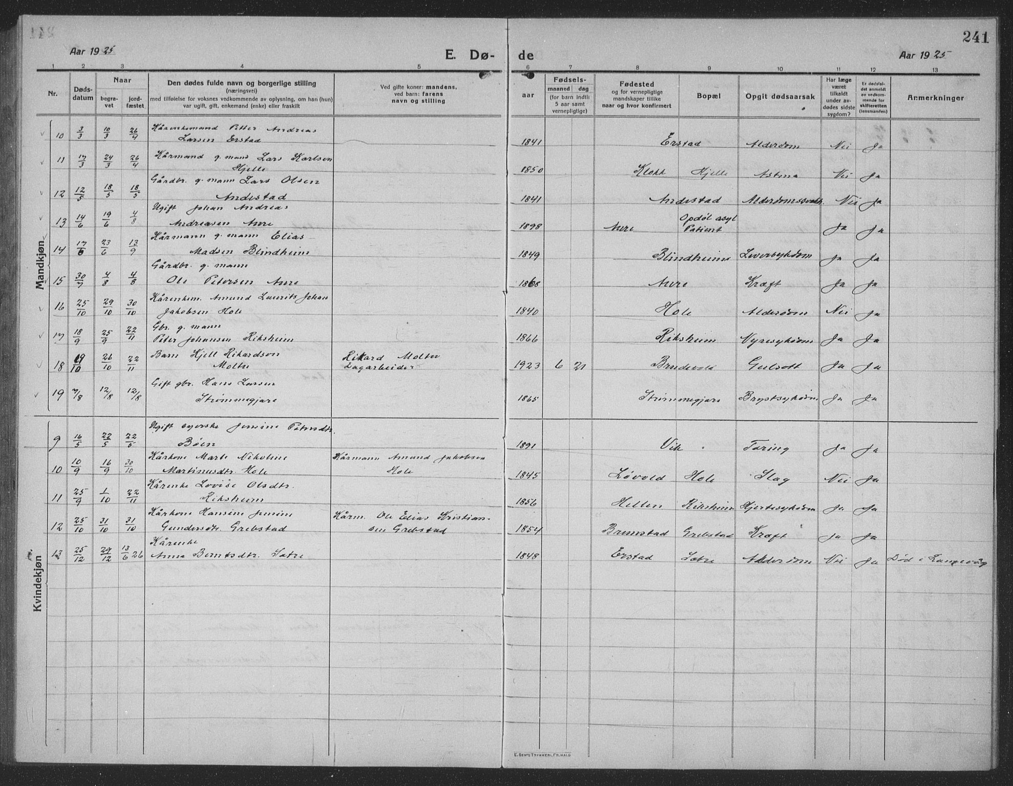 Ministerialprotokoller, klokkerbøker og fødselsregistre - Møre og Romsdal, AV/SAT-A-1454/523/L0342: Parish register (copy) no. 523C05, 1916-1937, p. 241