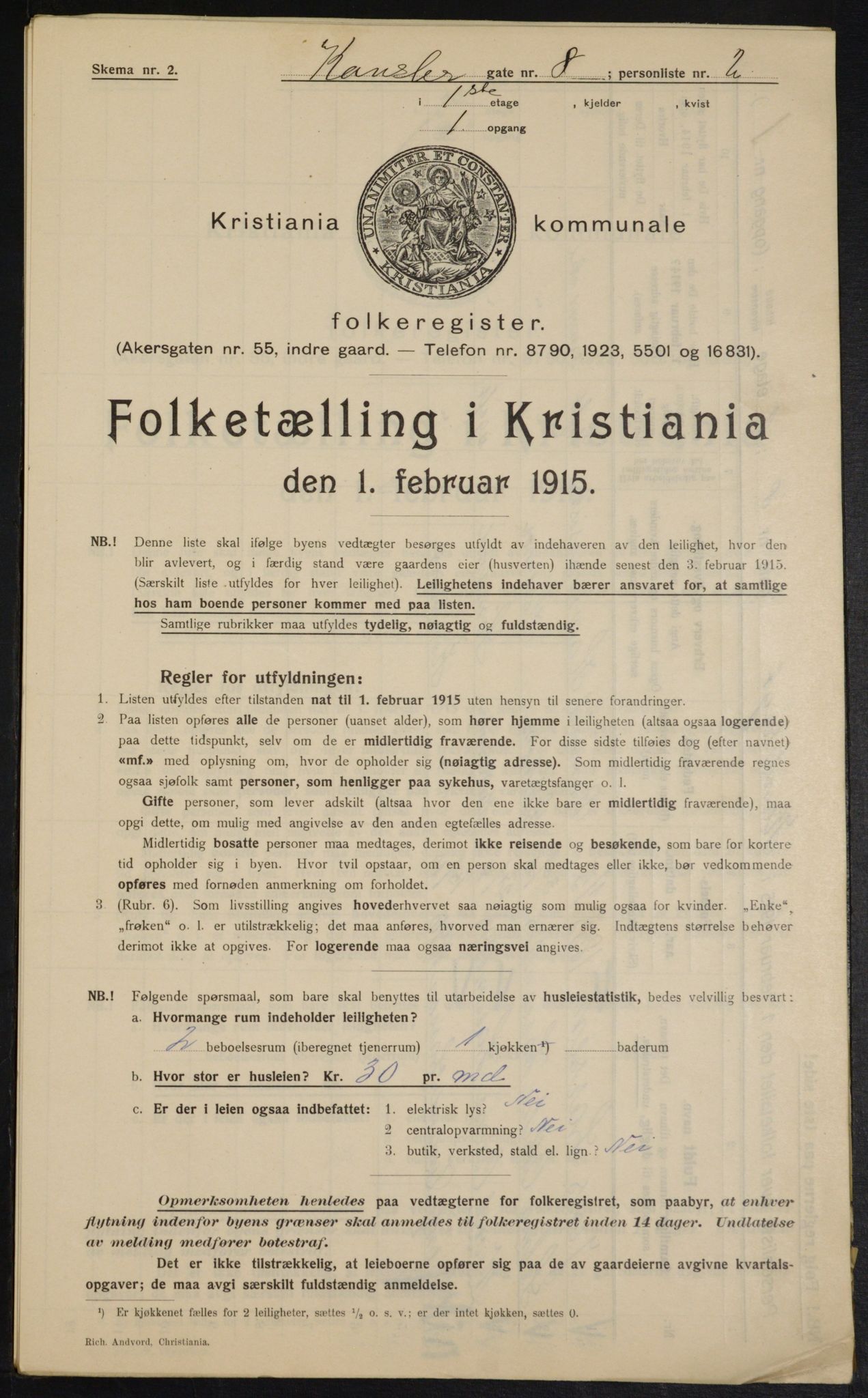 OBA, Municipal Census 1915 for Kristiania, 1915, p. 47568