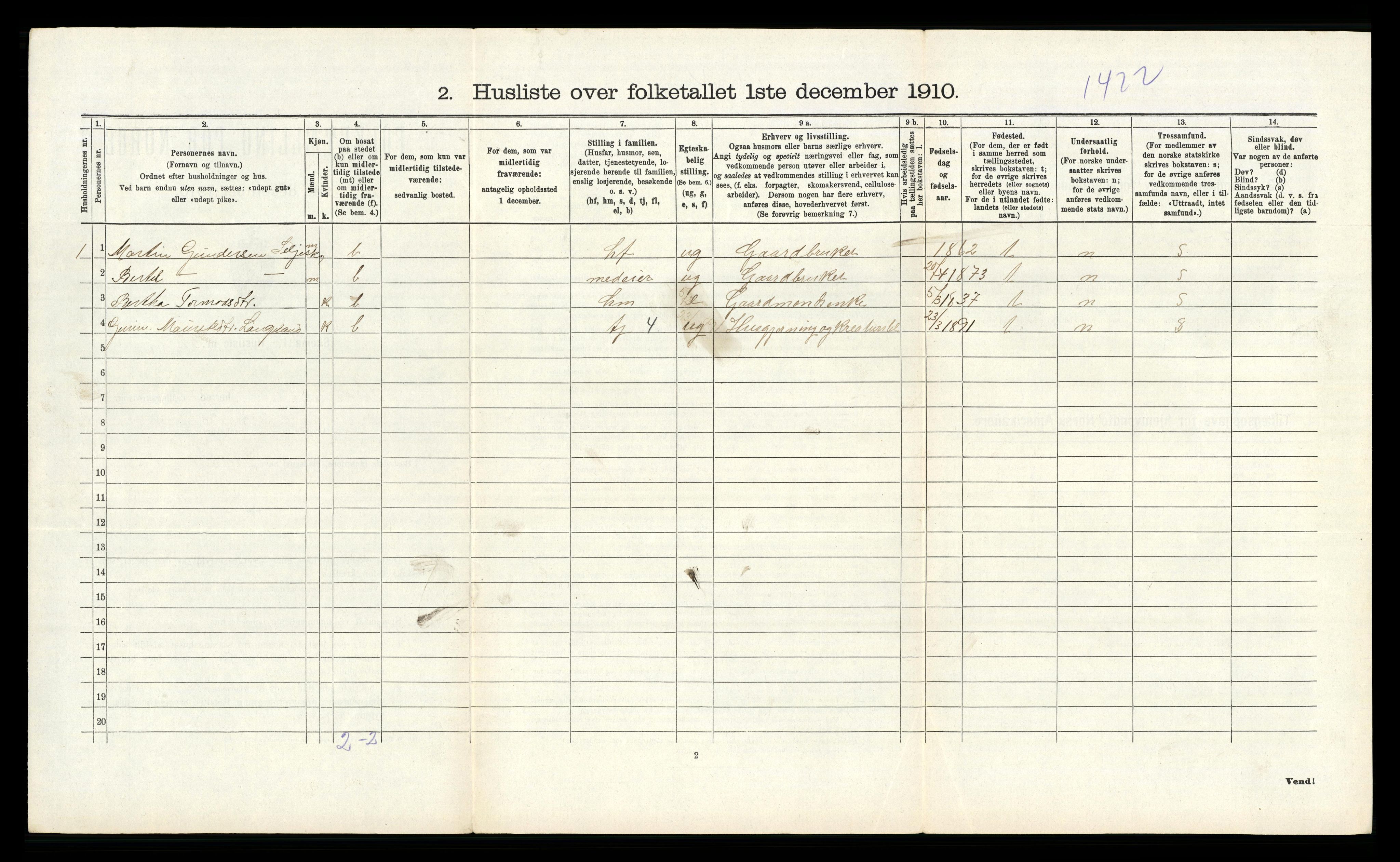 RA, 1910 census for Strand, 1910, p. 784