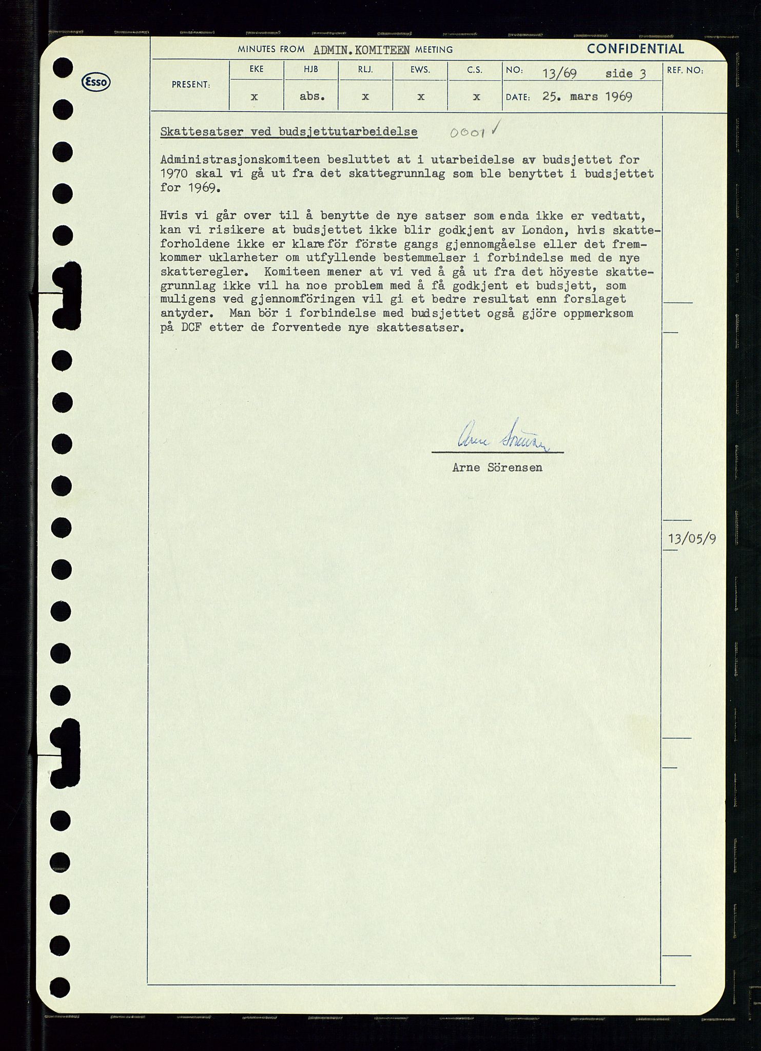 Pa 0982 - Esso Norge A/S, SAST/A-100448/A/Aa/L0003/0001: Den administrerende direksjon Board minutes (styrereferater) og Bedriftforsamlingsprotokoll / Den administrerende direksjon Board minutes (styrereferater), 1969, p. 68