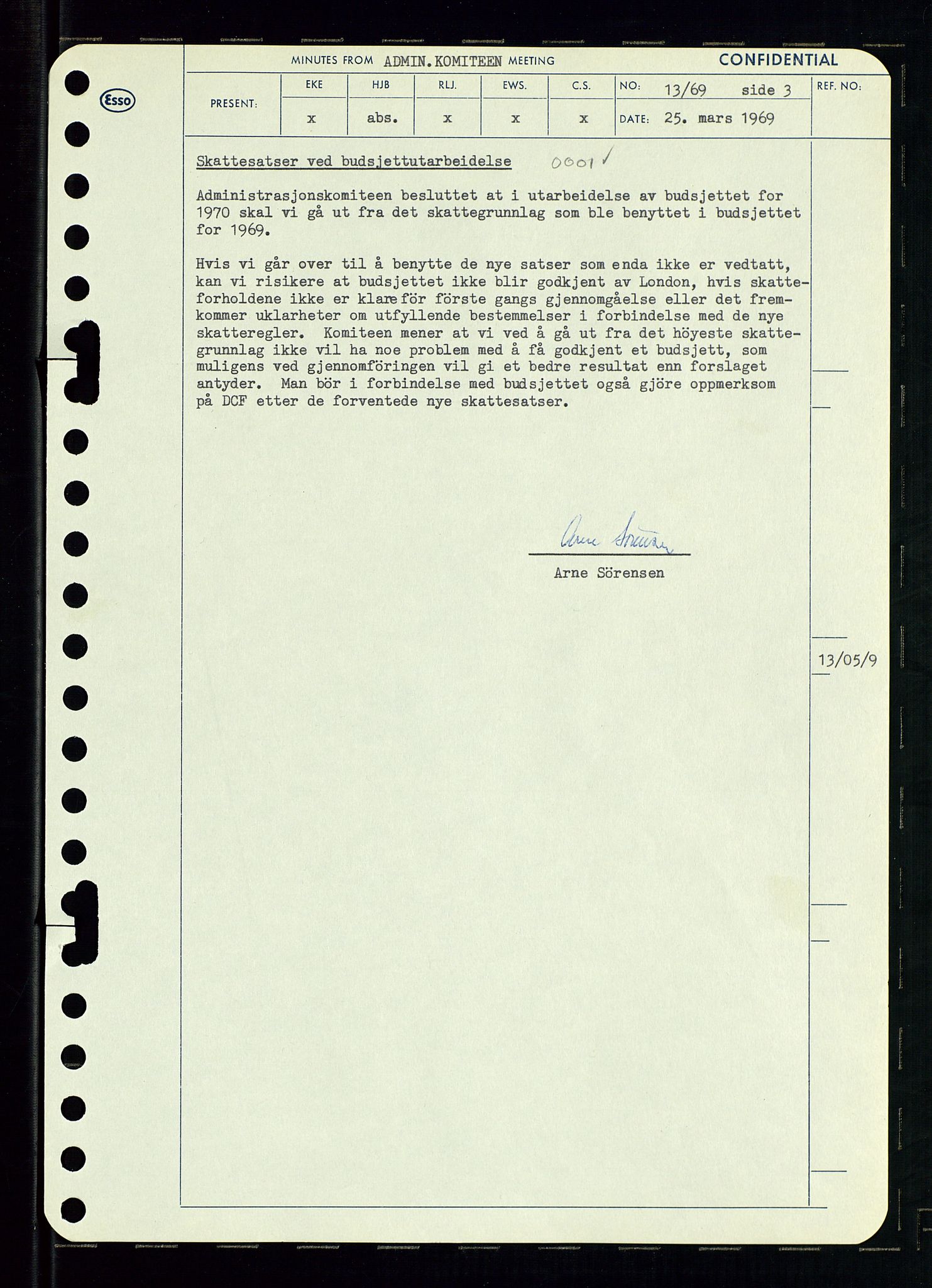 Pa 0982 - Esso Norge A/S, AV/SAST-A-100448/A/Aa/L0003/0001: Den administrerende direksjon Board minutes (styrereferater) og Bedriftforsamlingsprotokoll / Den administrerende direksjon Board minutes (styrereferater), 1969, p. 68