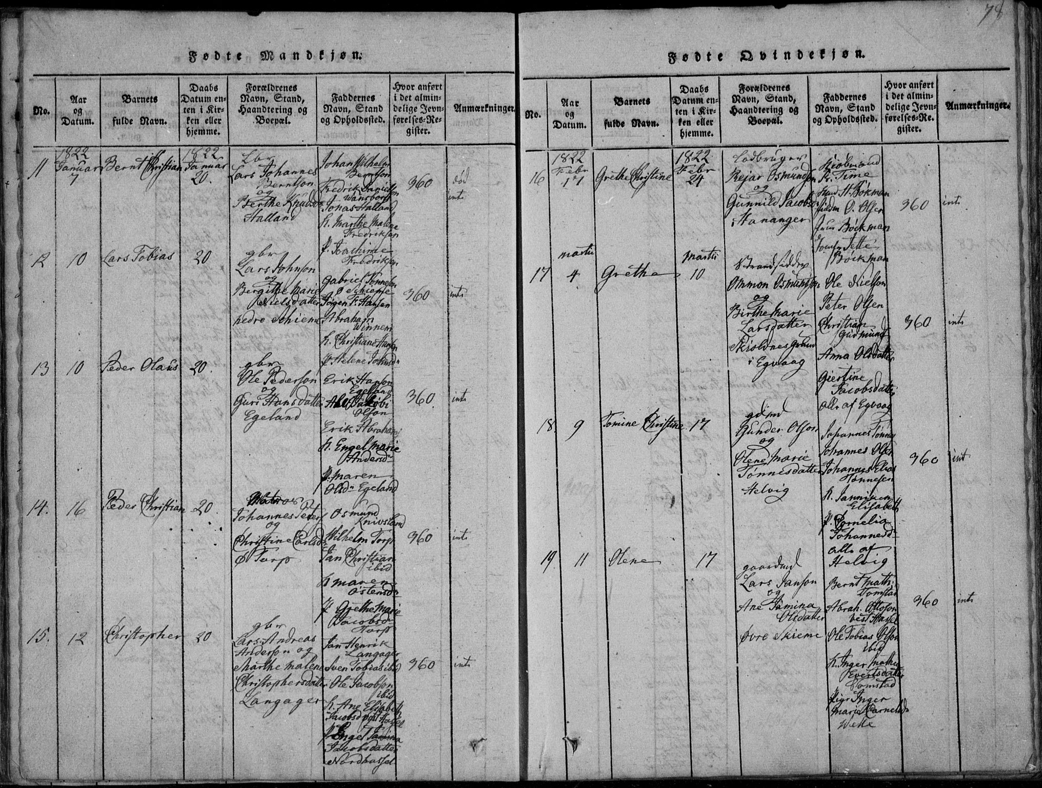 Lista sokneprestkontor, AV/SAK-1111-0027/F/Fa/L0007: Parish register (official) no. A 7, 1816-1823, p. 78