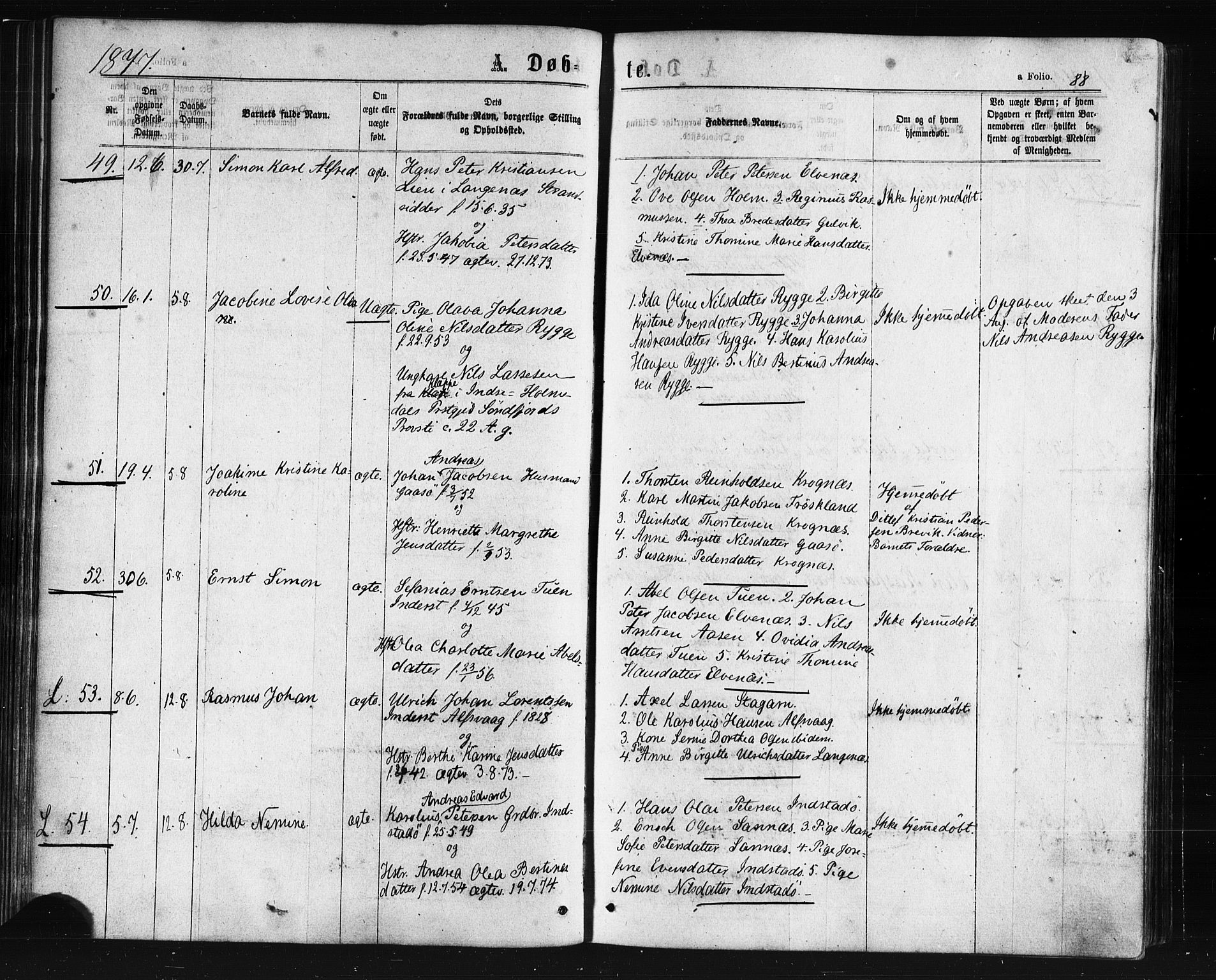 Ministerialprotokoller, klokkerbøker og fødselsregistre - Nordland, AV/SAT-A-1459/893/L1334: Parish register (official) no. 893A07, 1867-1877, p. 88