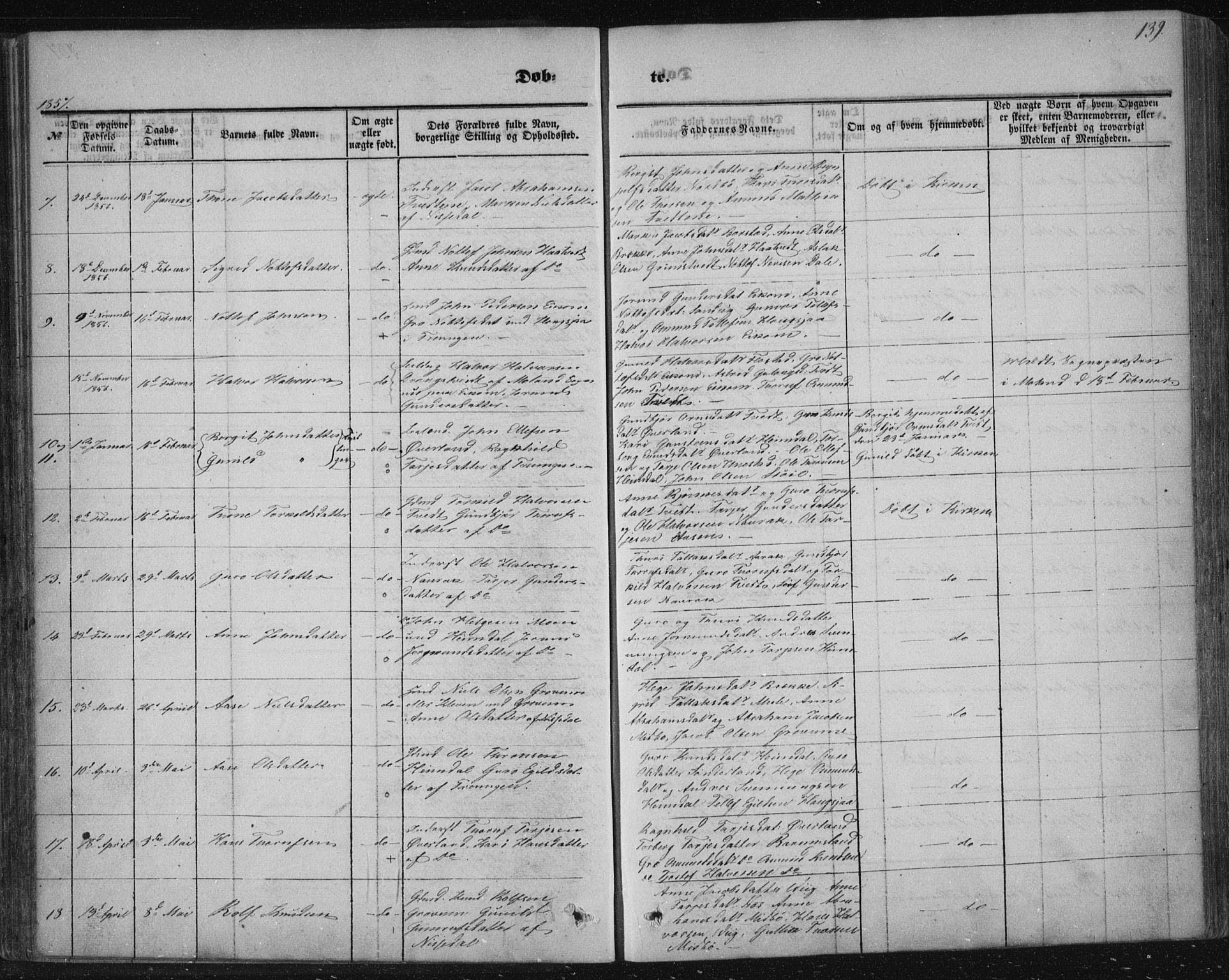 Nissedal kirkebøker, SAKO/A-288/F/Fa/L0003: Parish register (official) no. I 3, 1846-1870, p. 138-139