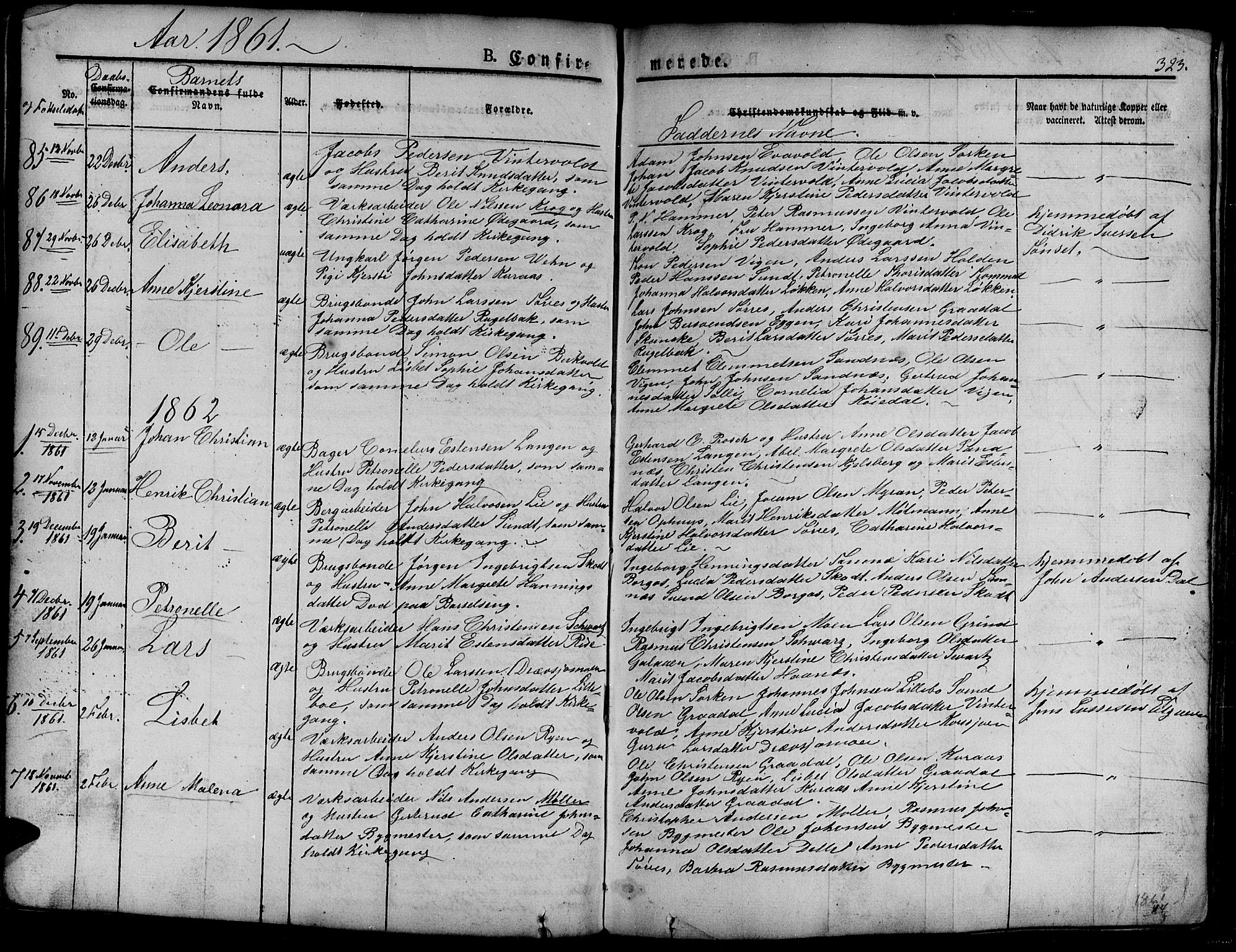 Ministerialprotokoller, klokkerbøker og fødselsregistre - Sør-Trøndelag, AV/SAT-A-1456/681/L0938: Parish register (copy) no. 681C02, 1829-1879, p. 323