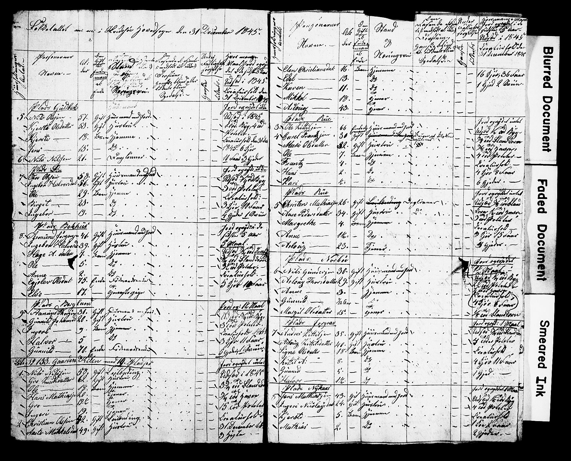 , Census 1845 for Kviteseid, 1845, p. 58