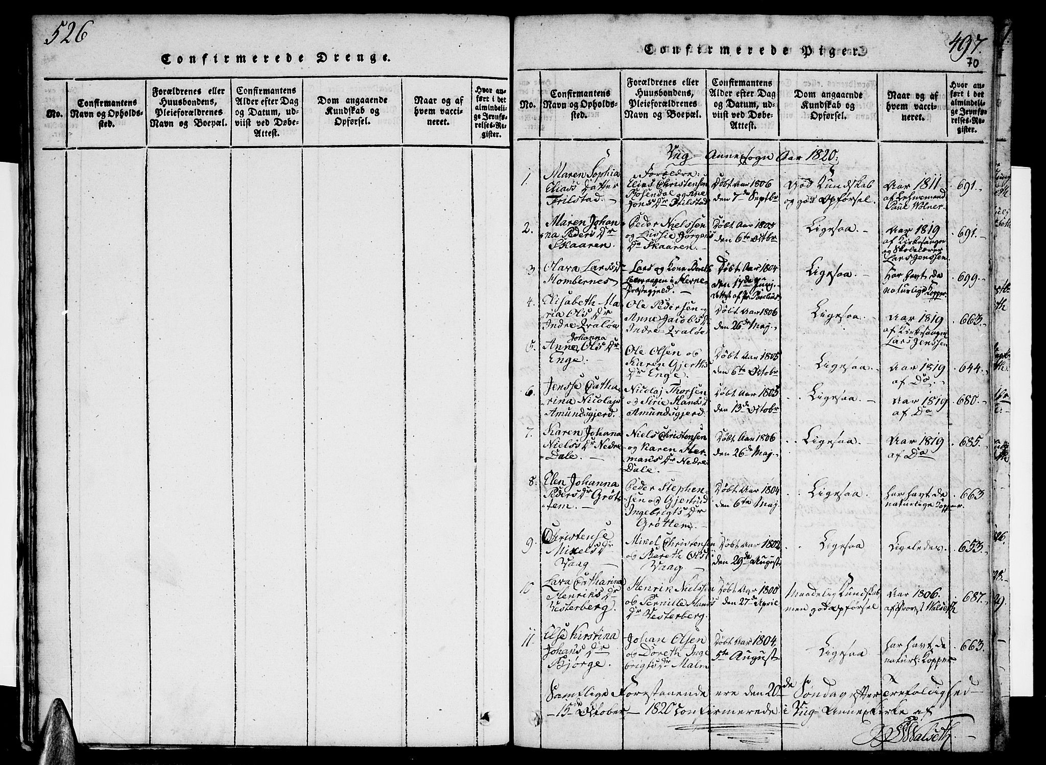 Ministerialprotokoller, klokkerbøker og fødselsregistre - Nordland, AV/SAT-A-1459/812/L0175: Parish register (official) no. 812A04, 1820-1833, p. 496-497