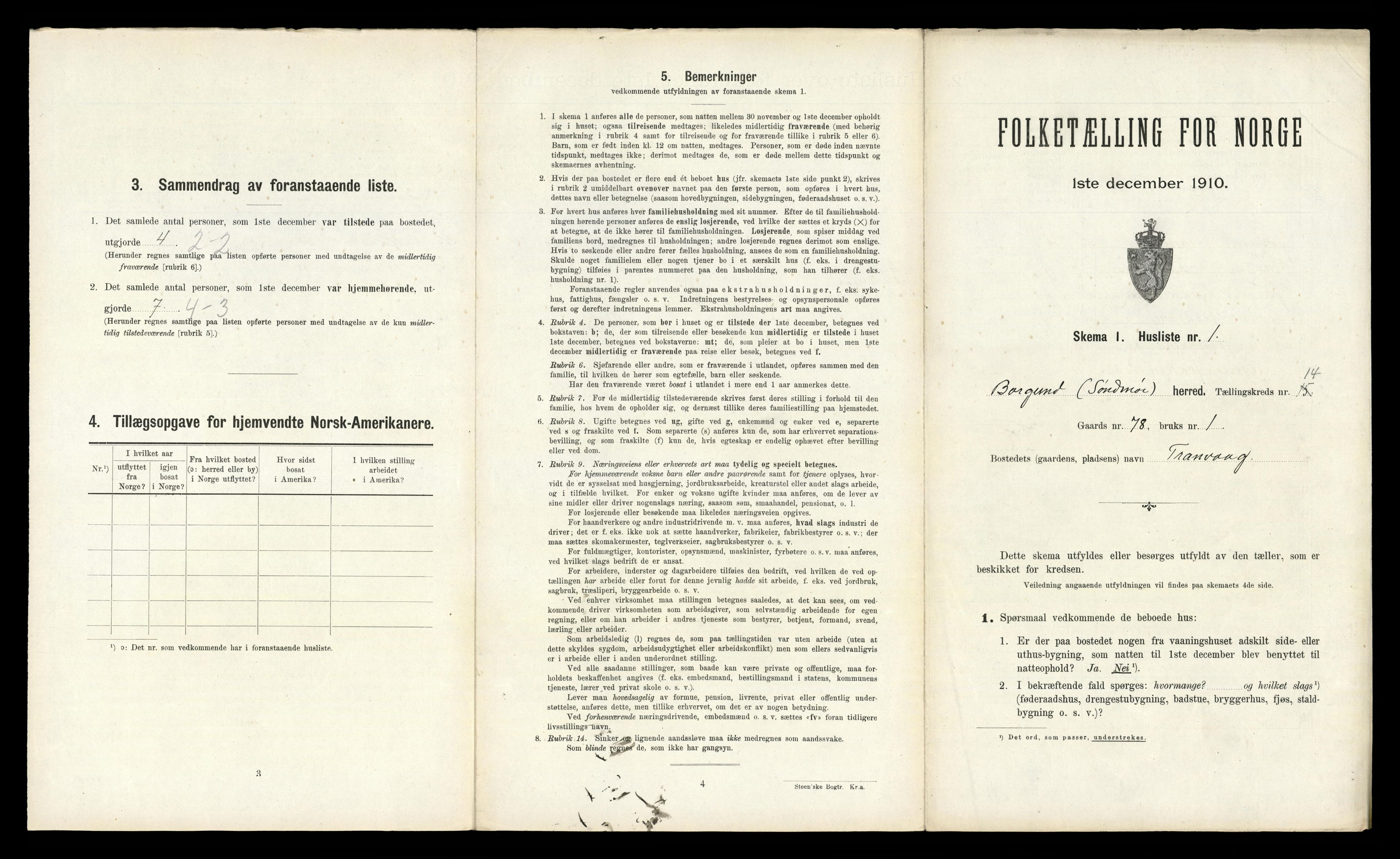 RA, 1910 census for Borgund, 1910, p. 1055