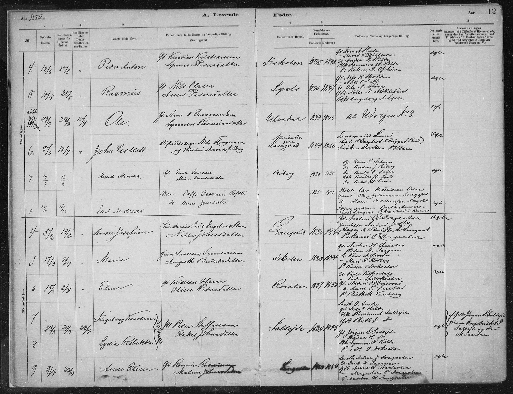 Innvik sokneprestembete, AV/SAB-A-80501: Parish register (official) no. B  1, 1879-1902, p. 12