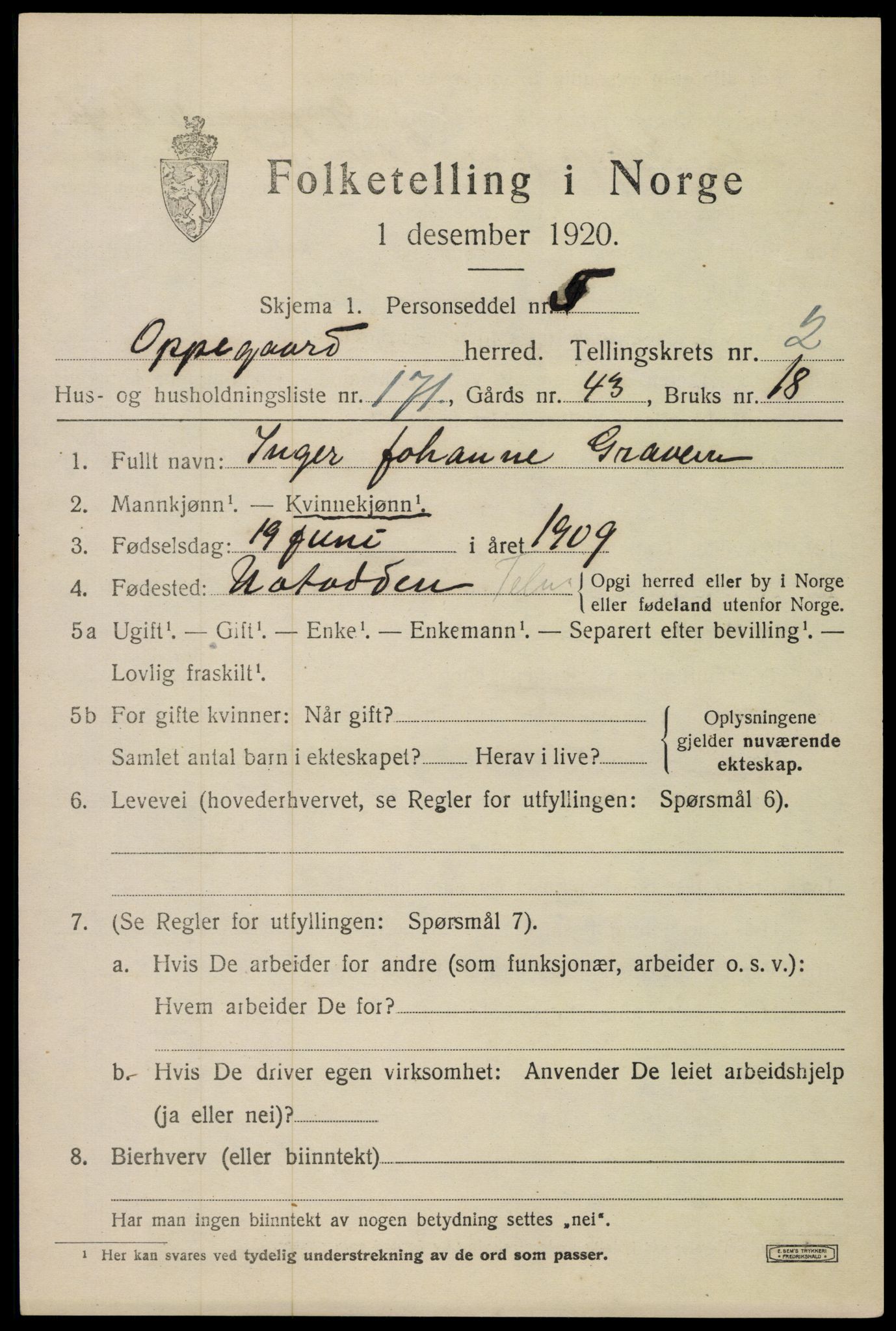 SAO, 1920 census for Oppegård, 1920, p. 4075