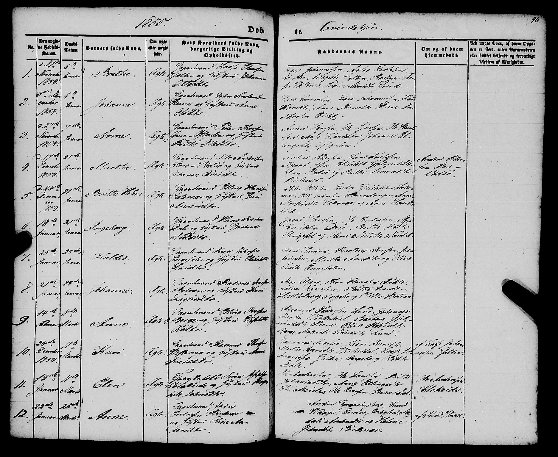 Gulen sokneprestembete, AV/SAB-A-80201/H/Haa/Haaa/L0021: Parish register (official) no. A 21, 1848-1858, p. 96