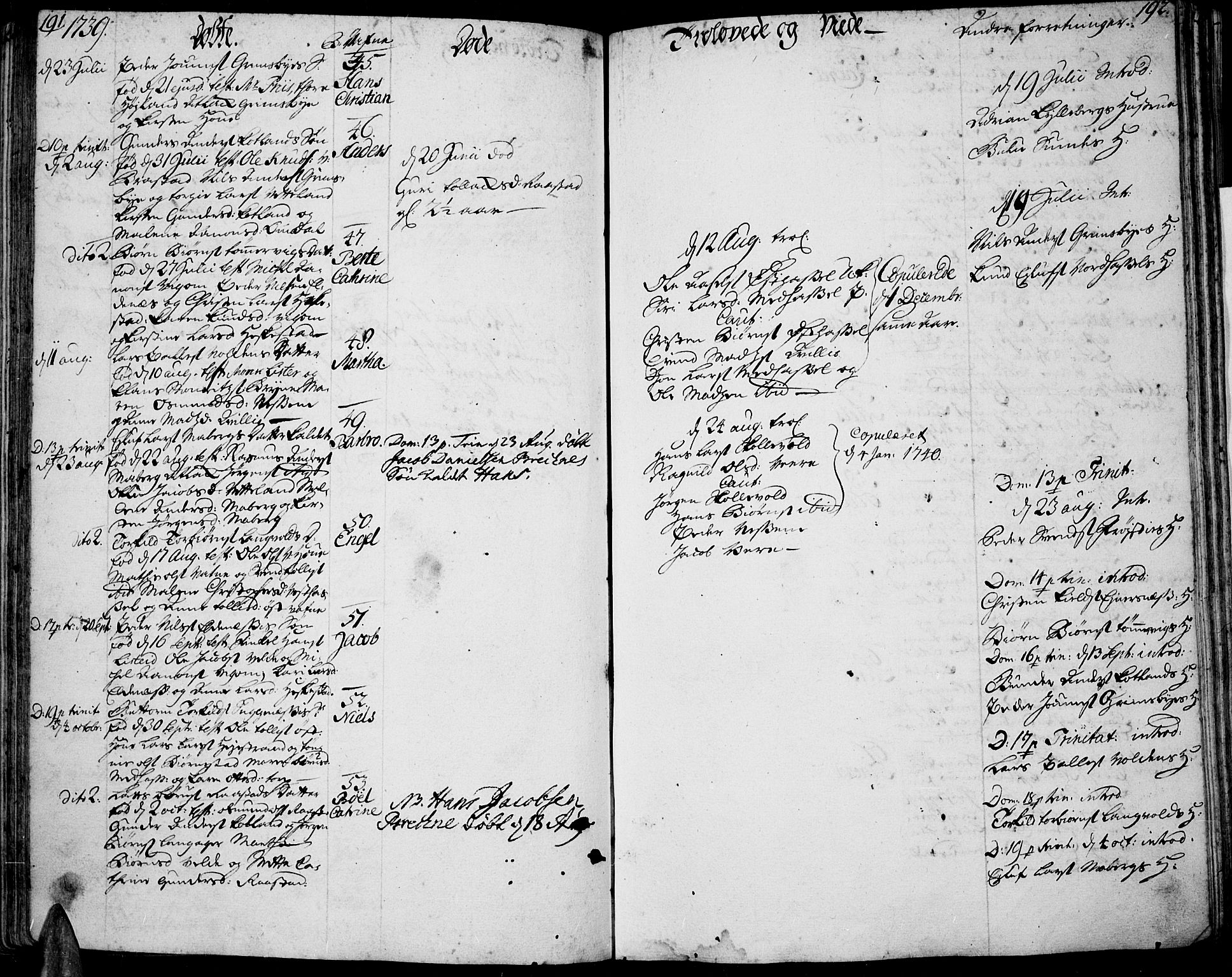 Lista sokneprestkontor, AV/SAK-1111-0027/F/Fa/L0002: Parish register (official) no. A 2 /1, 1726-1742, p. 191-192