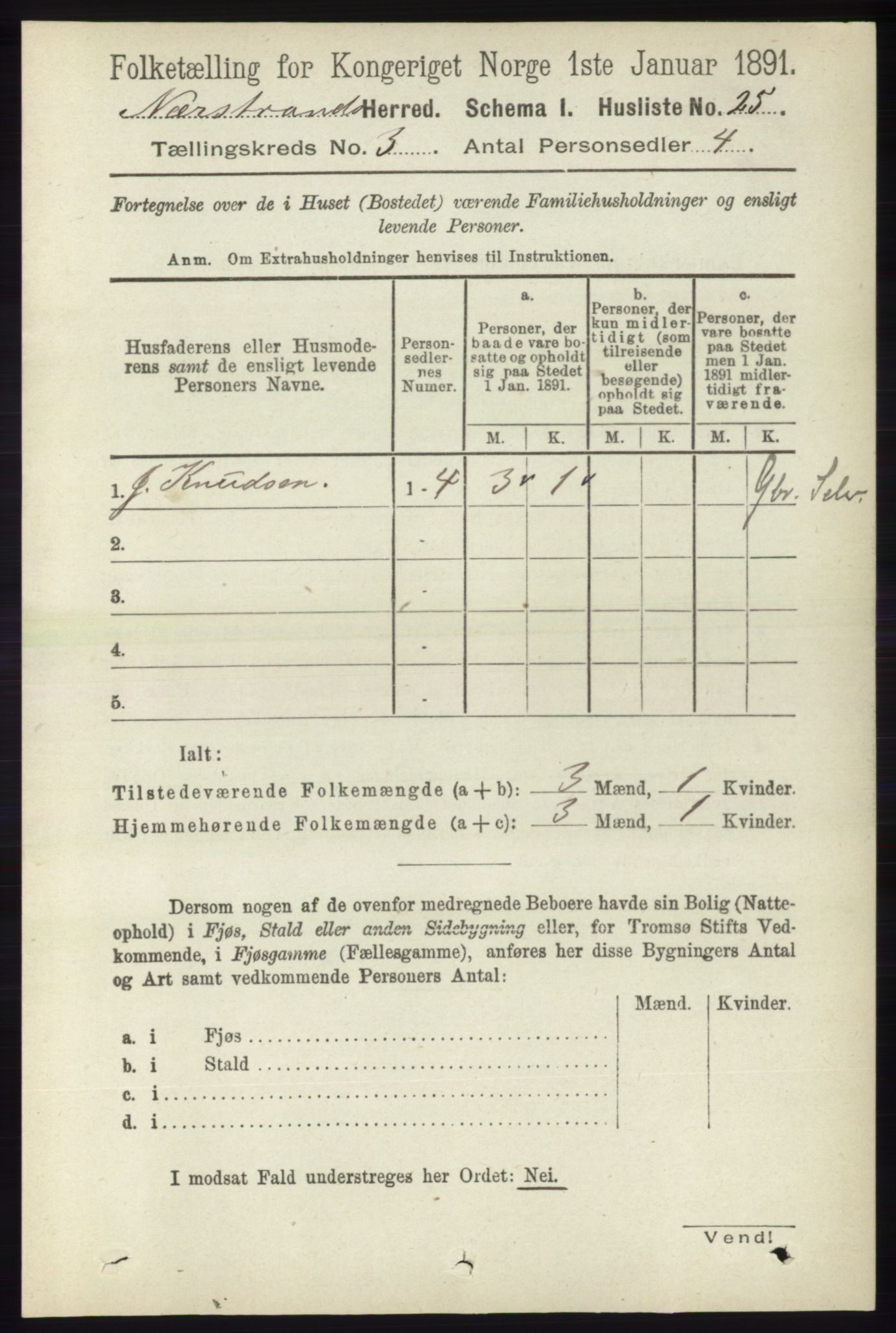 RA, 1891 census for 1139 Nedstrand, 1891, p. 439