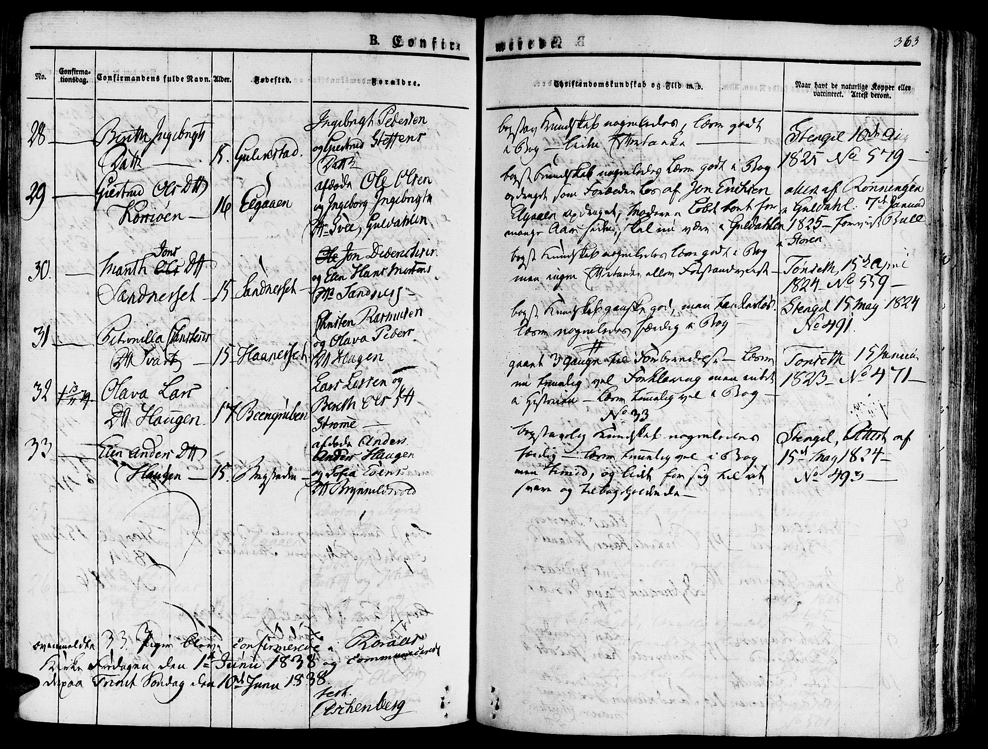 Ministerialprotokoller, klokkerbøker og fødselsregistre - Sør-Trøndelag, SAT/A-1456/681/L0930: Parish register (official) no. 681A08, 1829-1844, p. 363