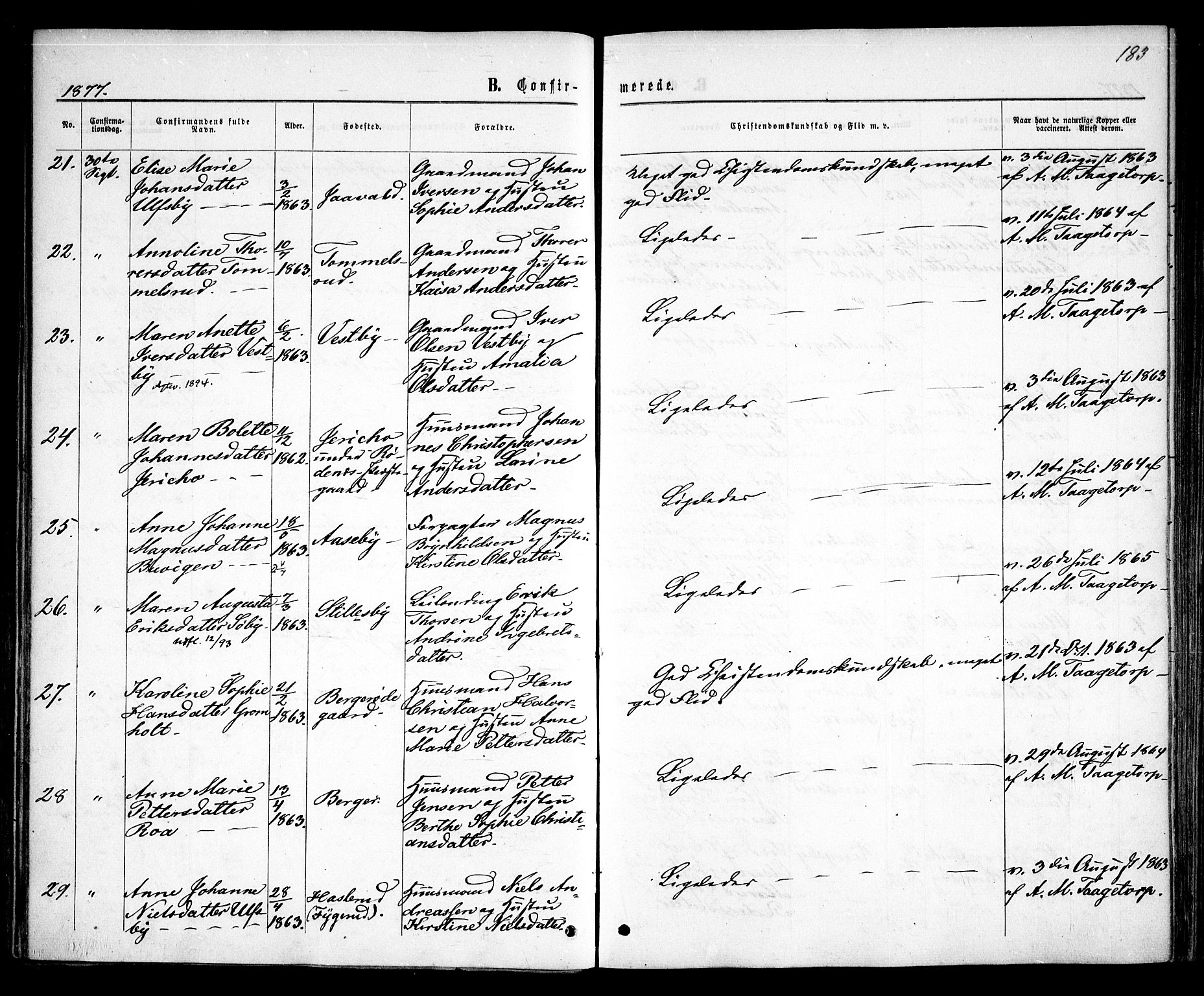 Rødenes prestekontor Kirkebøker, AV/SAO-A-2005/F/Fa/L0008: Parish register (official) no. I 8, 1869-1879, p. 183