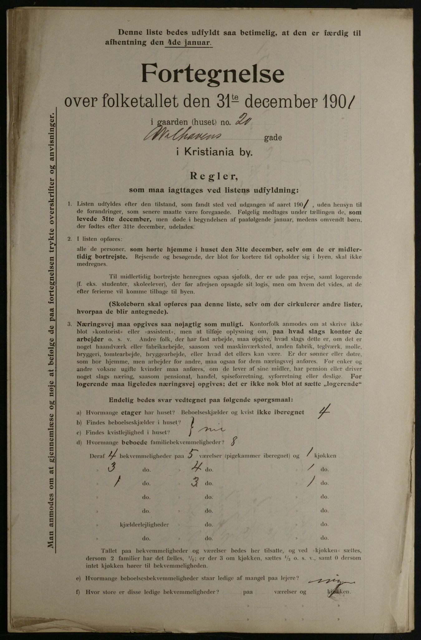 OBA, Municipal Census 1901 for Kristiania, 1901, p. 19438