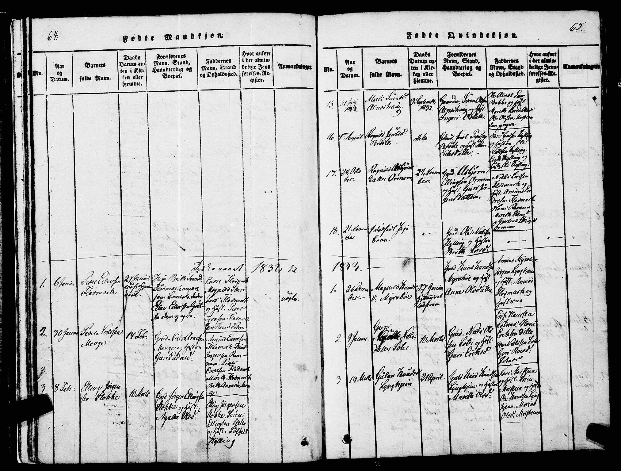 Ministerialprotokoller, klokkerbøker og fødselsregistre - Møre og Romsdal, AV/SAT-A-1454/546/L0593: Parish register (official) no. 546A01, 1818-1853, p. 64-65