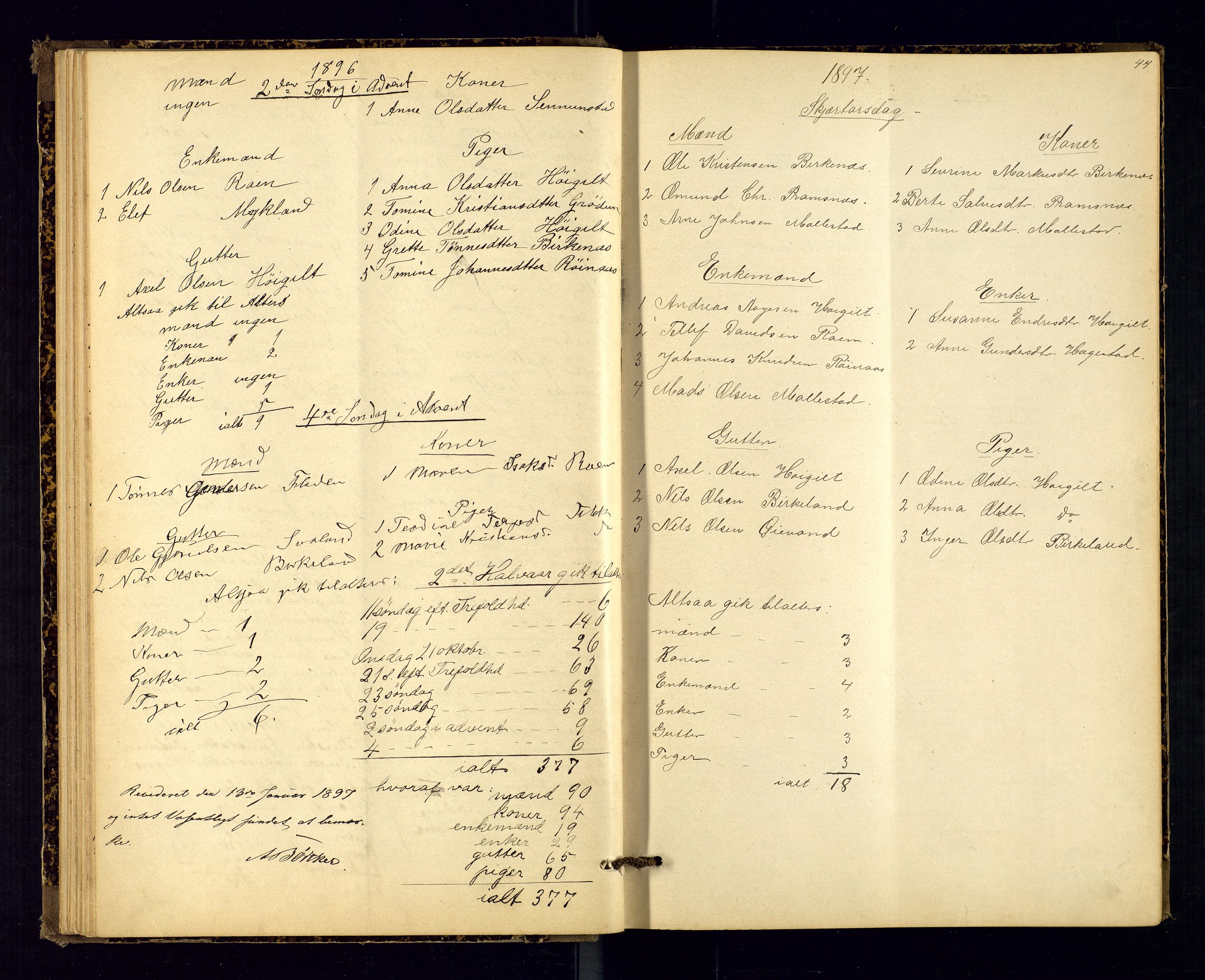 Birkenes sokneprestkontor, AV/SAK-1111-0004/F/Fc/L0008: Communicants register no. C-8, 1891-1915, p. 44