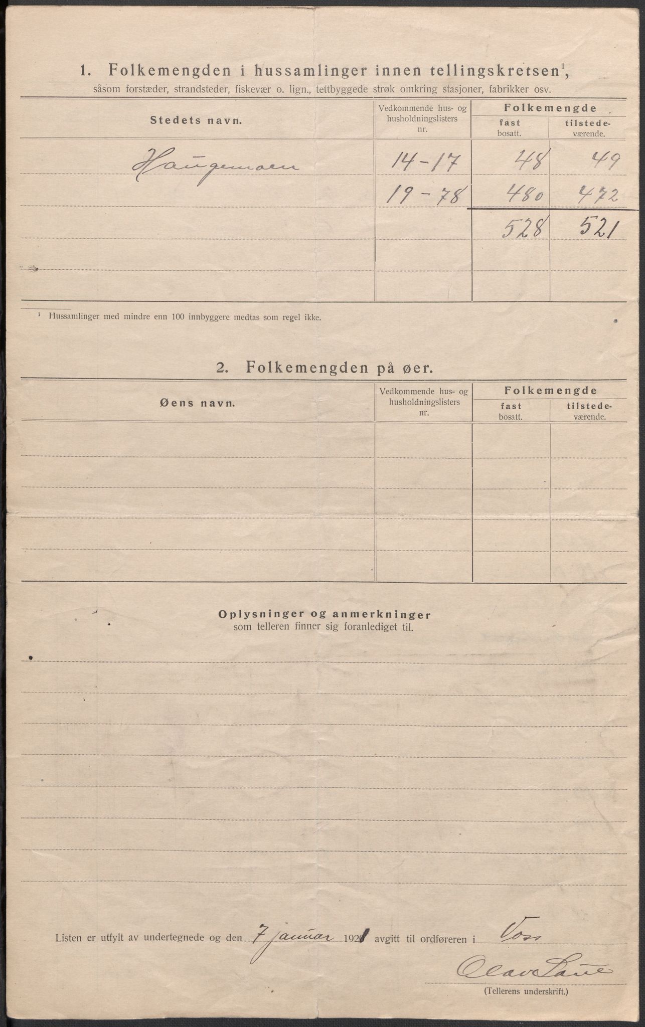 SAB, 1920 census for Voss, 1920, p. 79