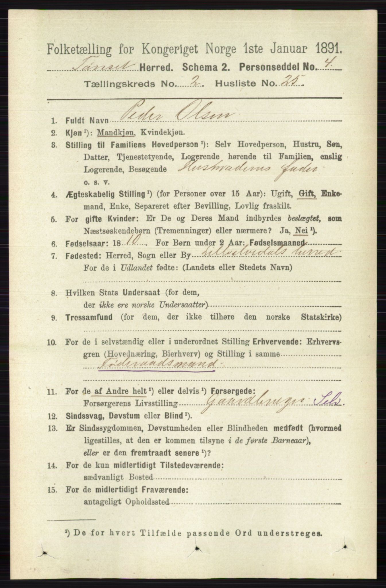 RA, 1891 census for 0437 Tynset, 1891, p. 478