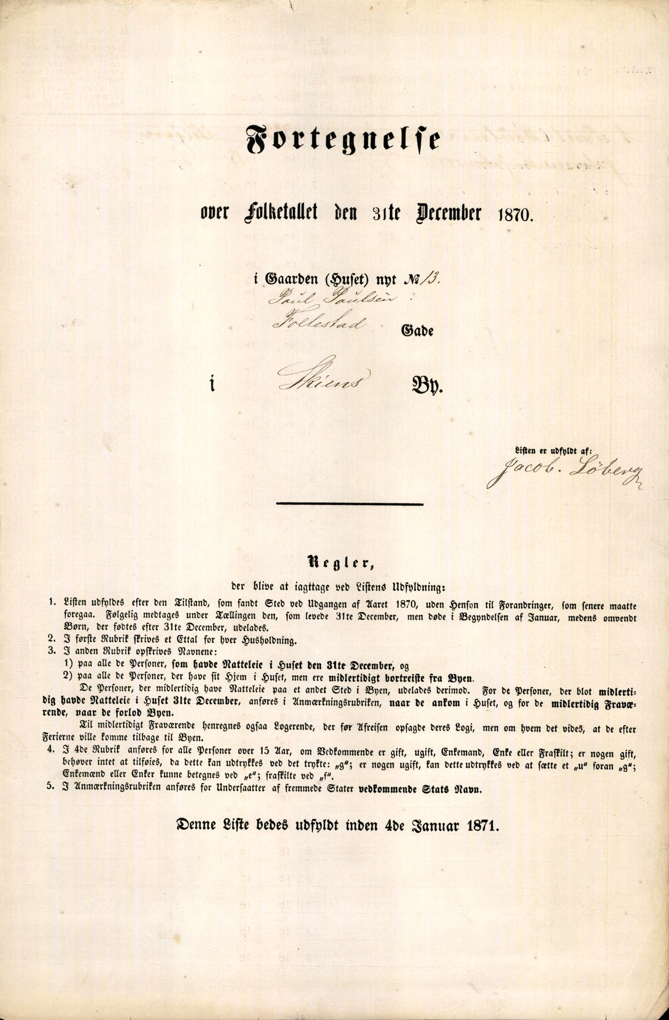 RA, 1870 census for 0806 Skien, 1870, p. 809