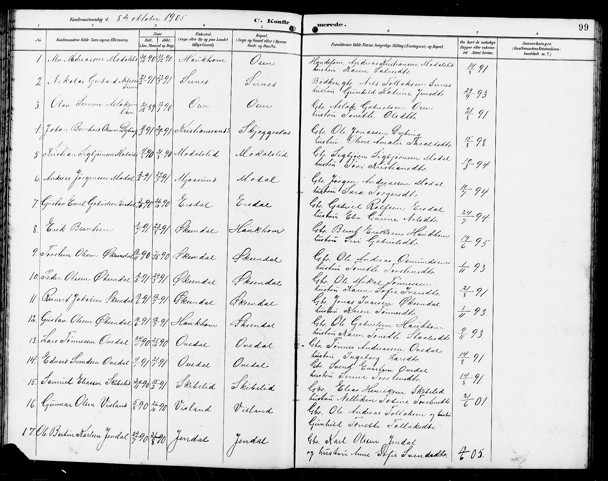 Bakke sokneprestkontor, AV/SAK-1111-0002/F/Fb/Fba/L0003: Parish register (copy) no. B 3, 1894-1910, p. 99