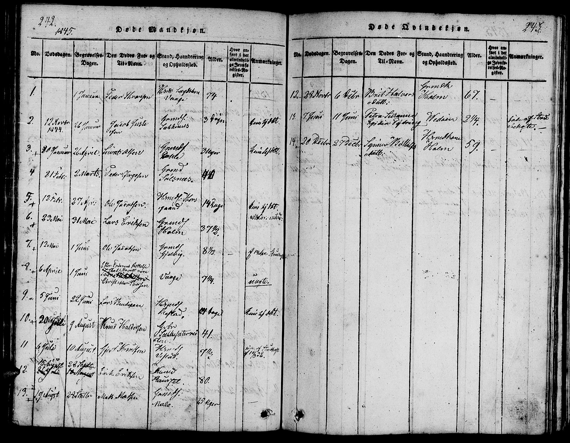 Ministerialprotokoller, klokkerbøker og fødselsregistre - Møre og Romsdal, AV/SAT-A-1454/547/L0602: Parish register (official) no. 547A04, 1818-1845, p. 242-243